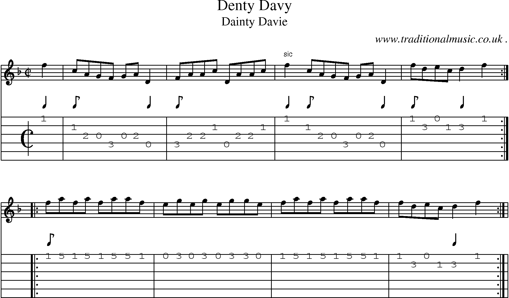 Sheet-Music and Guitar Tabs for Denty Davy