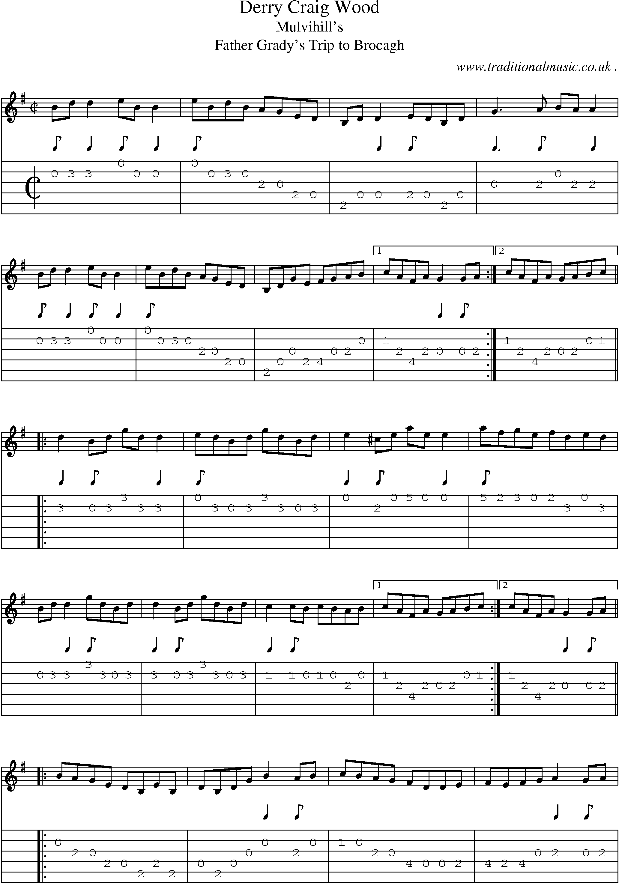 Sheet-Music and Guitar Tabs for Derry Craig Wood