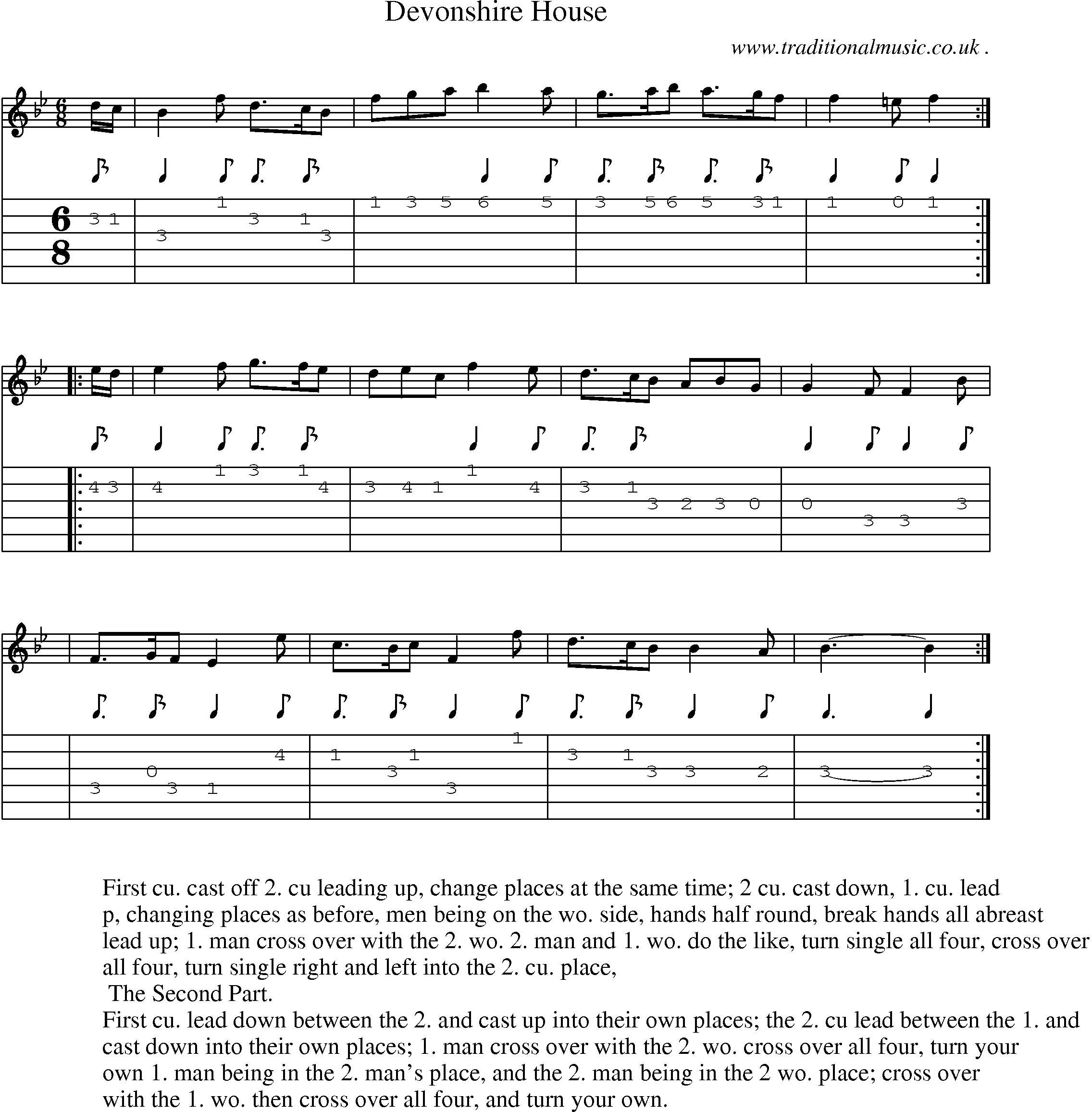 Sheet-Music and Guitar Tabs for Devonshire House