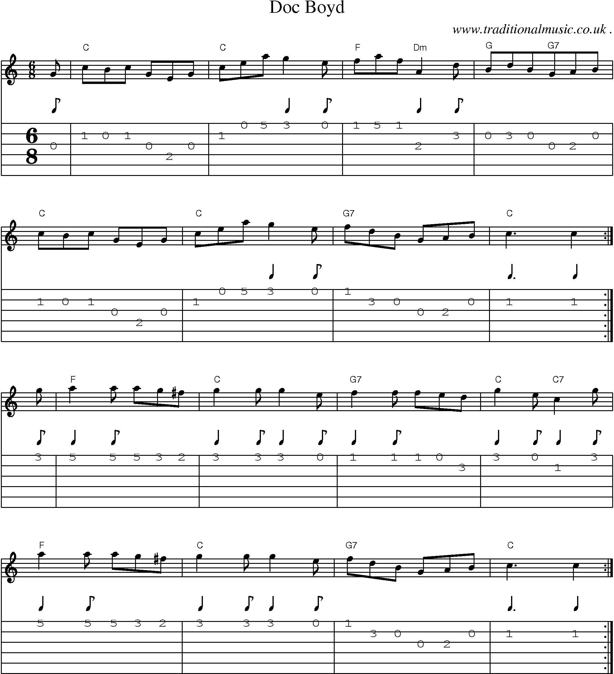 Sheet-Music and Guitar Tabs for Doc Boyd