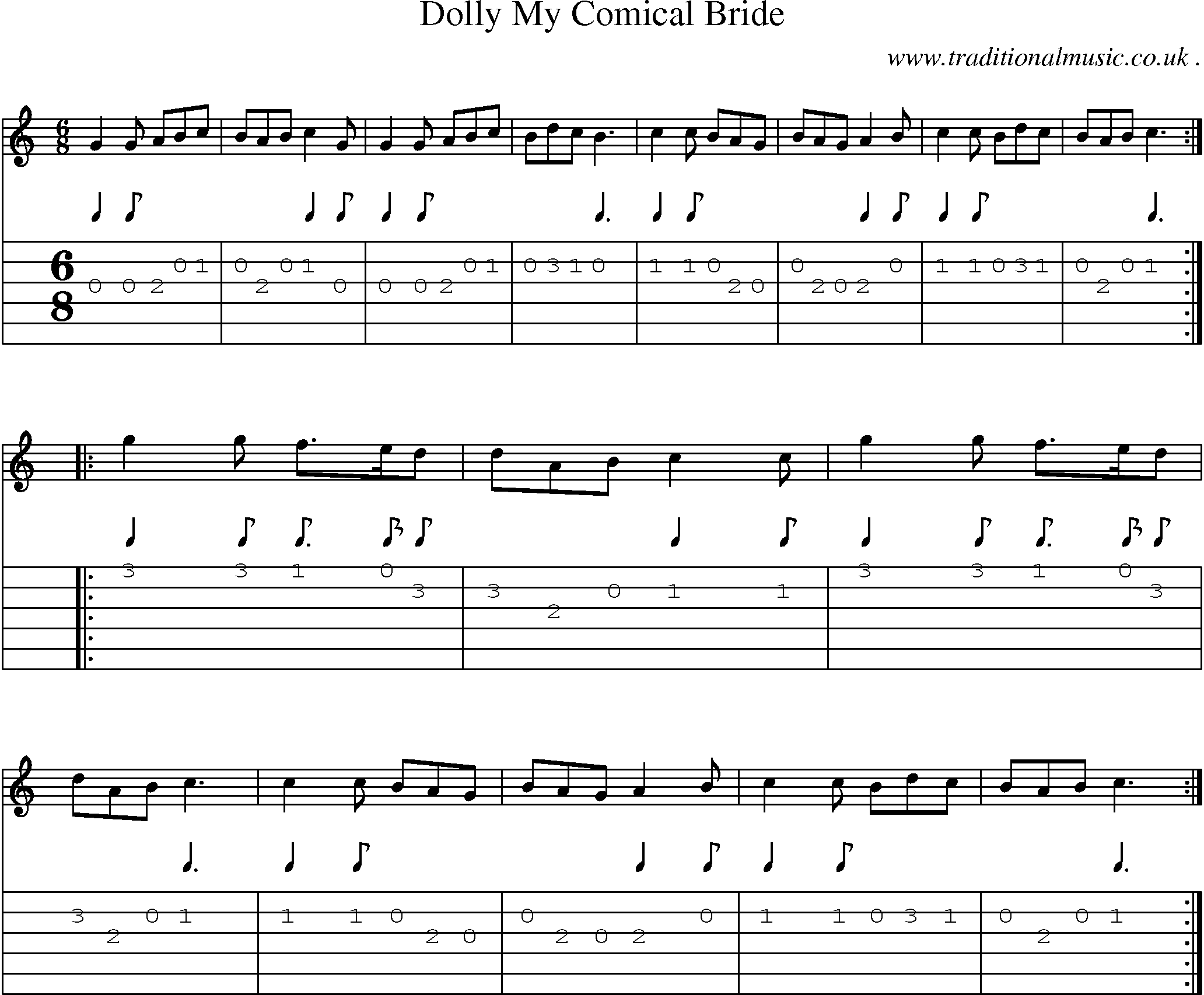 Sheet-Music and Guitar Tabs for Dolly My Comical Bride