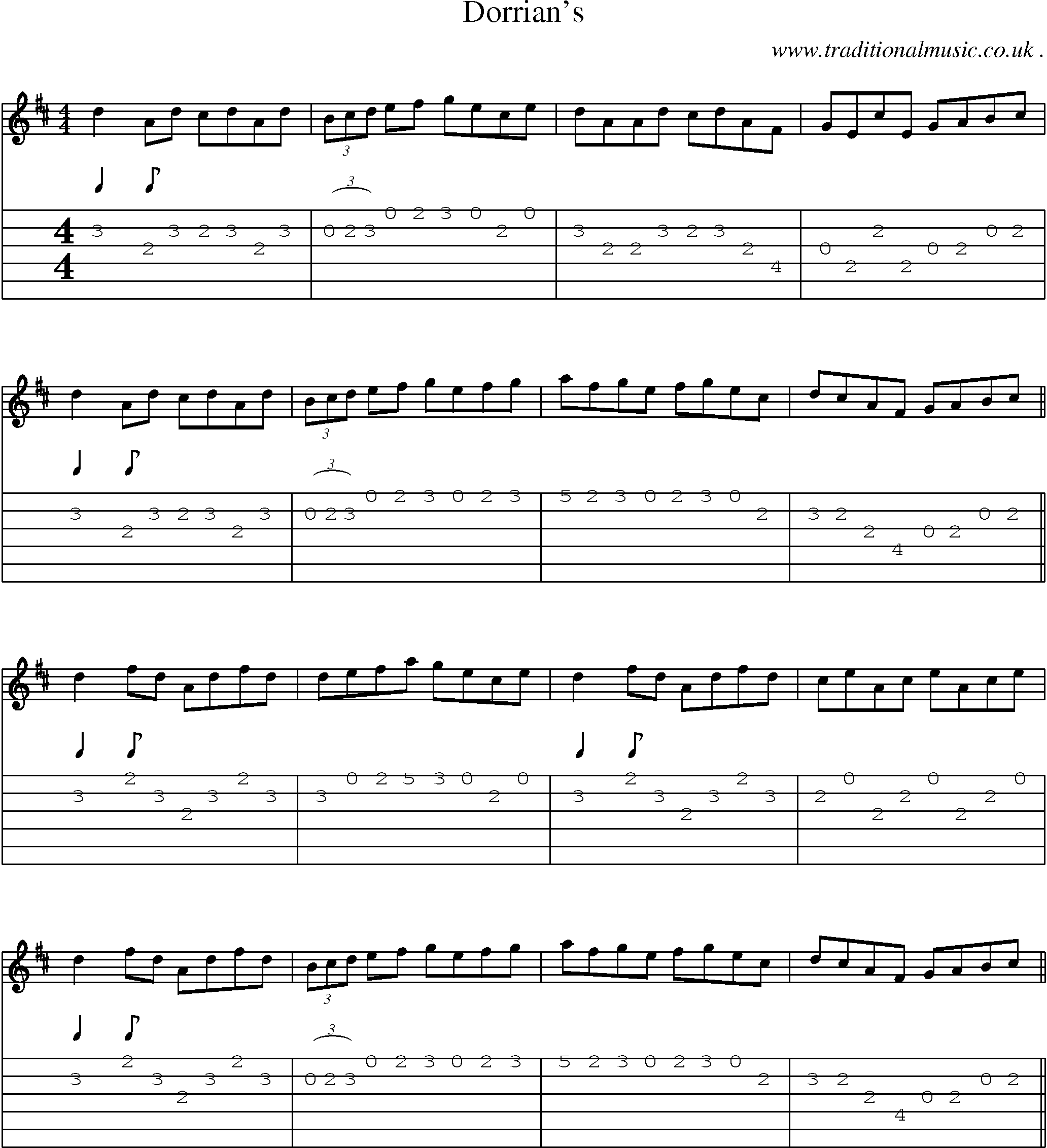 Sheet-Music and Guitar Tabs for Dorrians