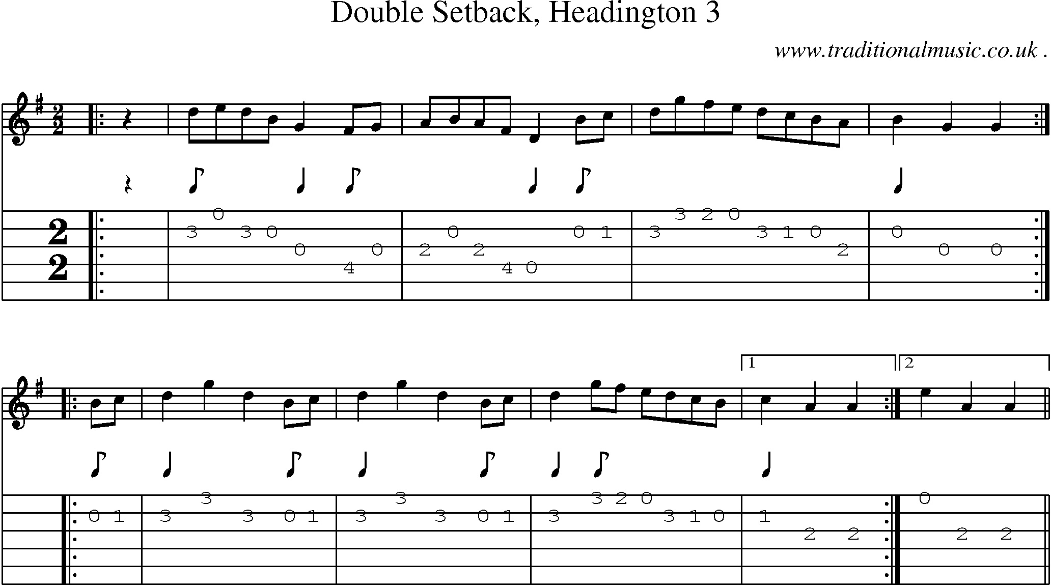Sheet-Music and Guitar Tabs for Double Setback Headington 3