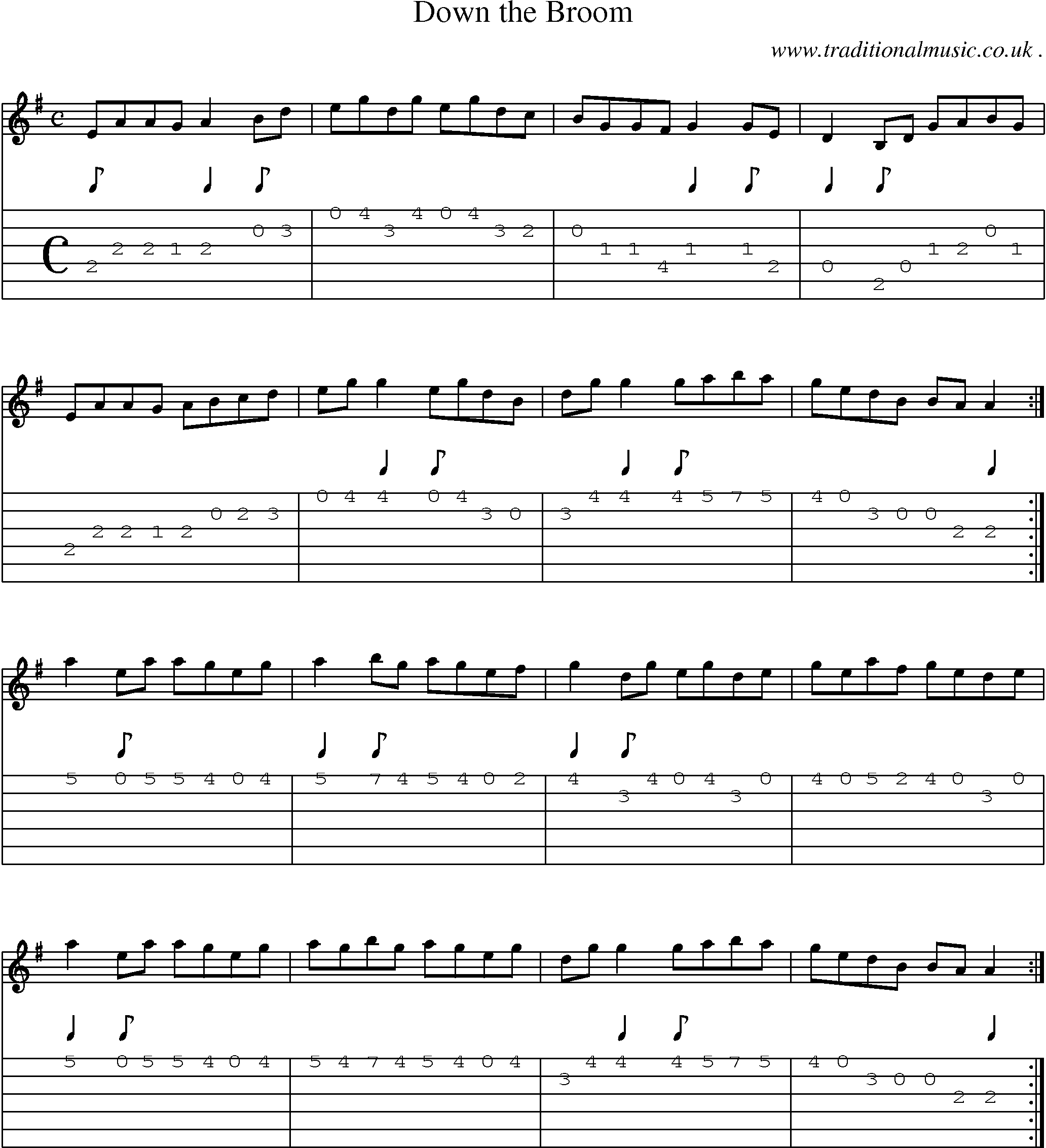Sheet-Music and Guitar Tabs for Down The Broom