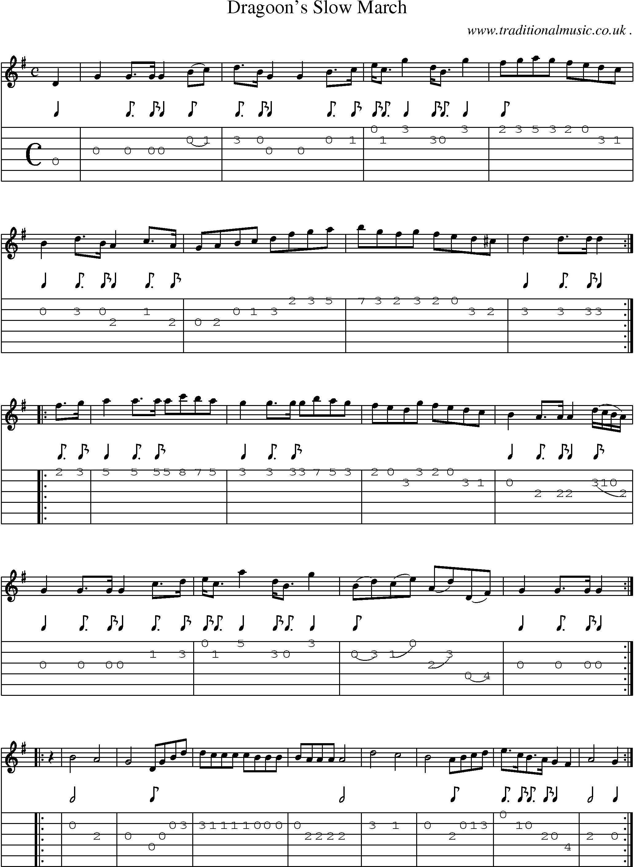 Sheet-Music and Guitar Tabs for Dragoons Slow March
