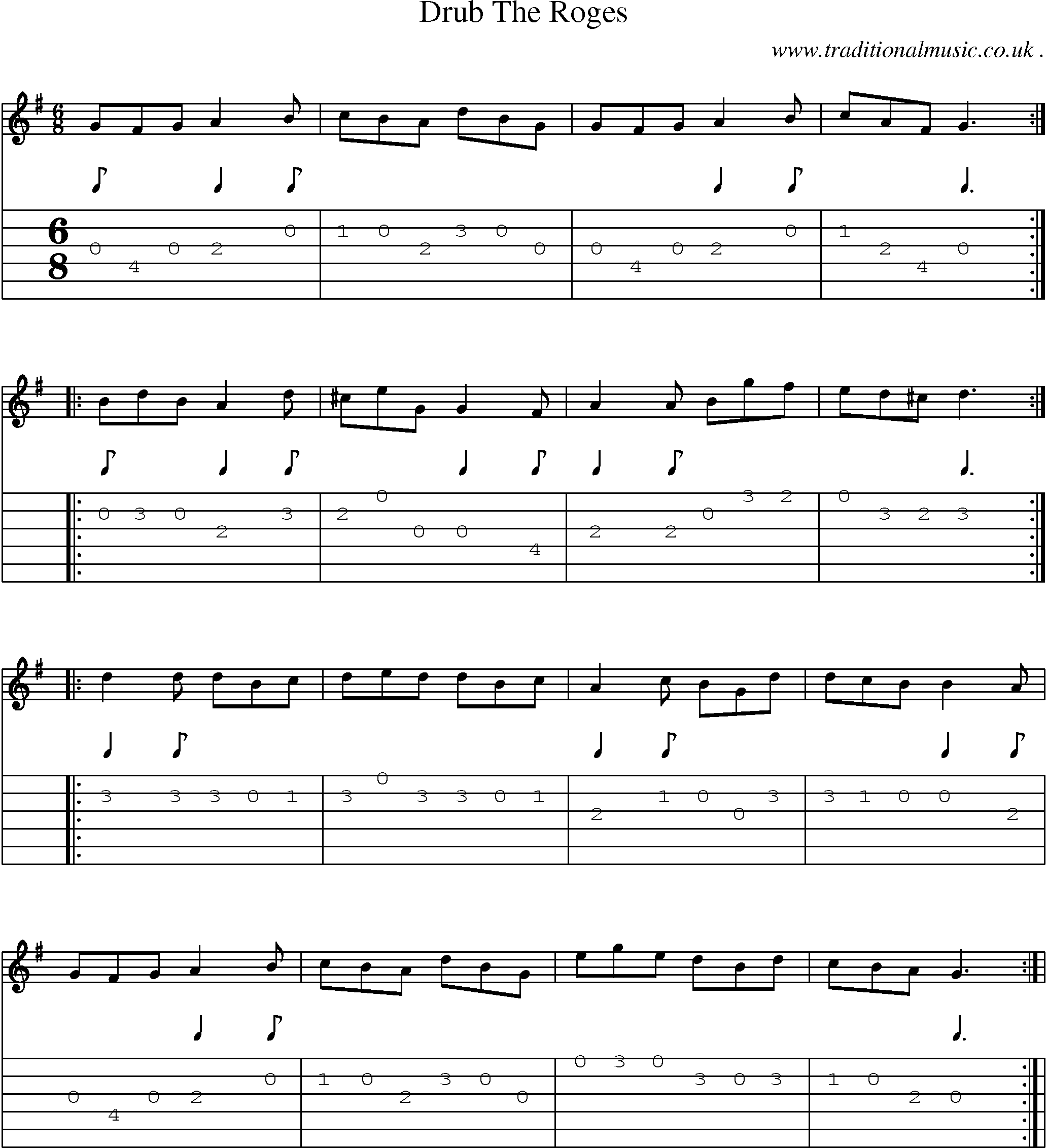 Sheet-Music and Guitar Tabs for Drub The Roges
