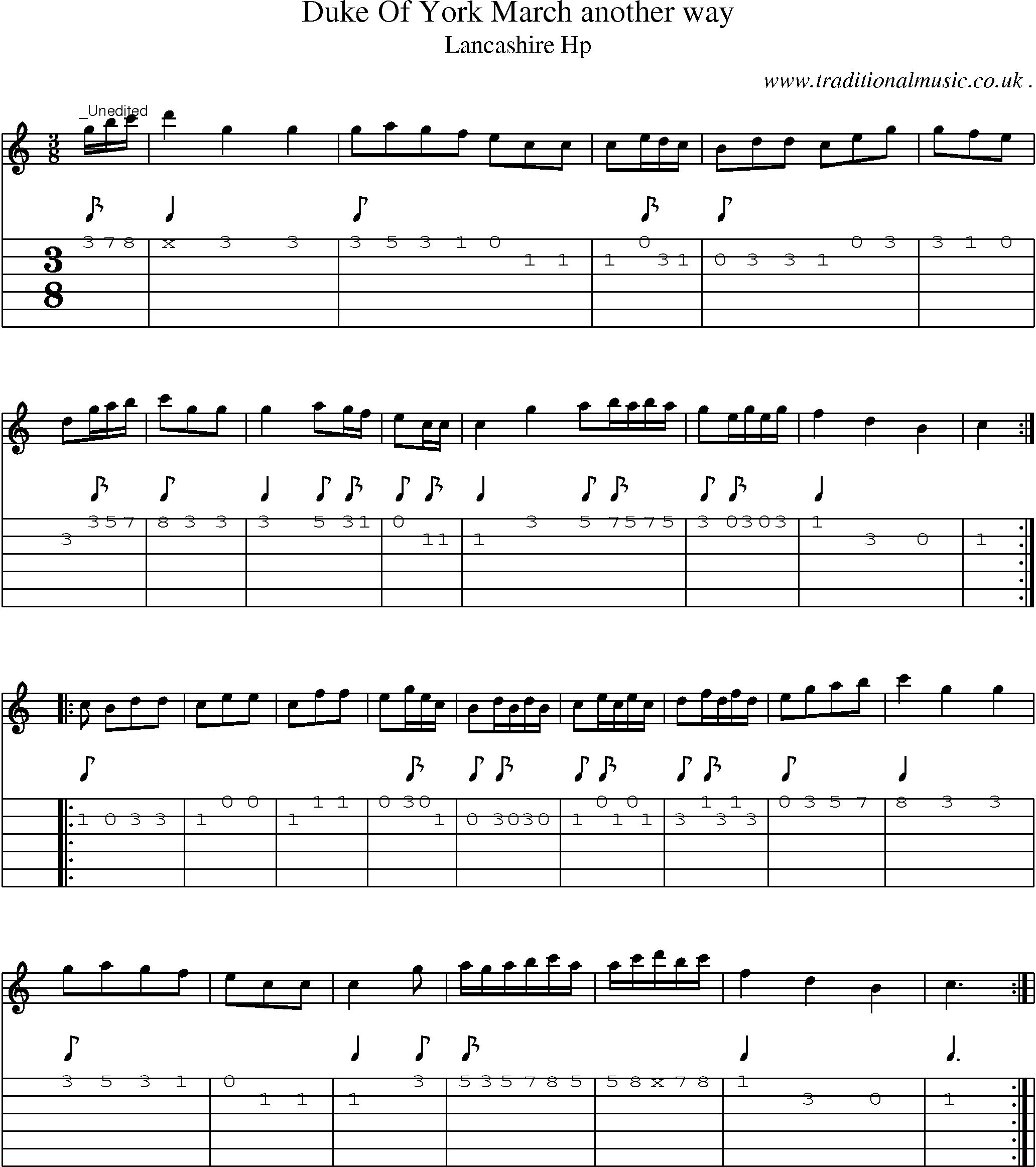 Sheet-Music and Guitar Tabs for Duke Of York March Another Way