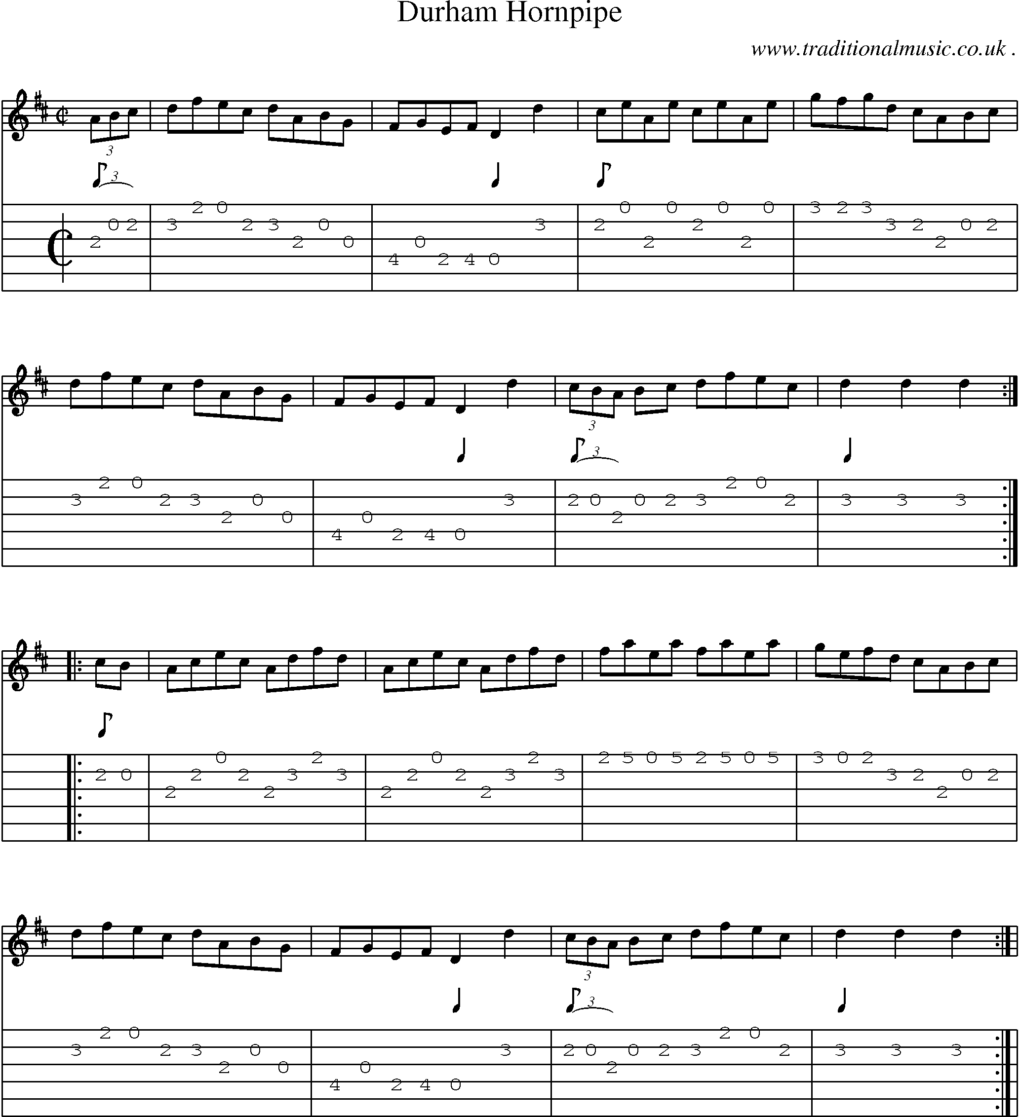 Sheet-Music and Guitar Tabs for Durham Hornpipe