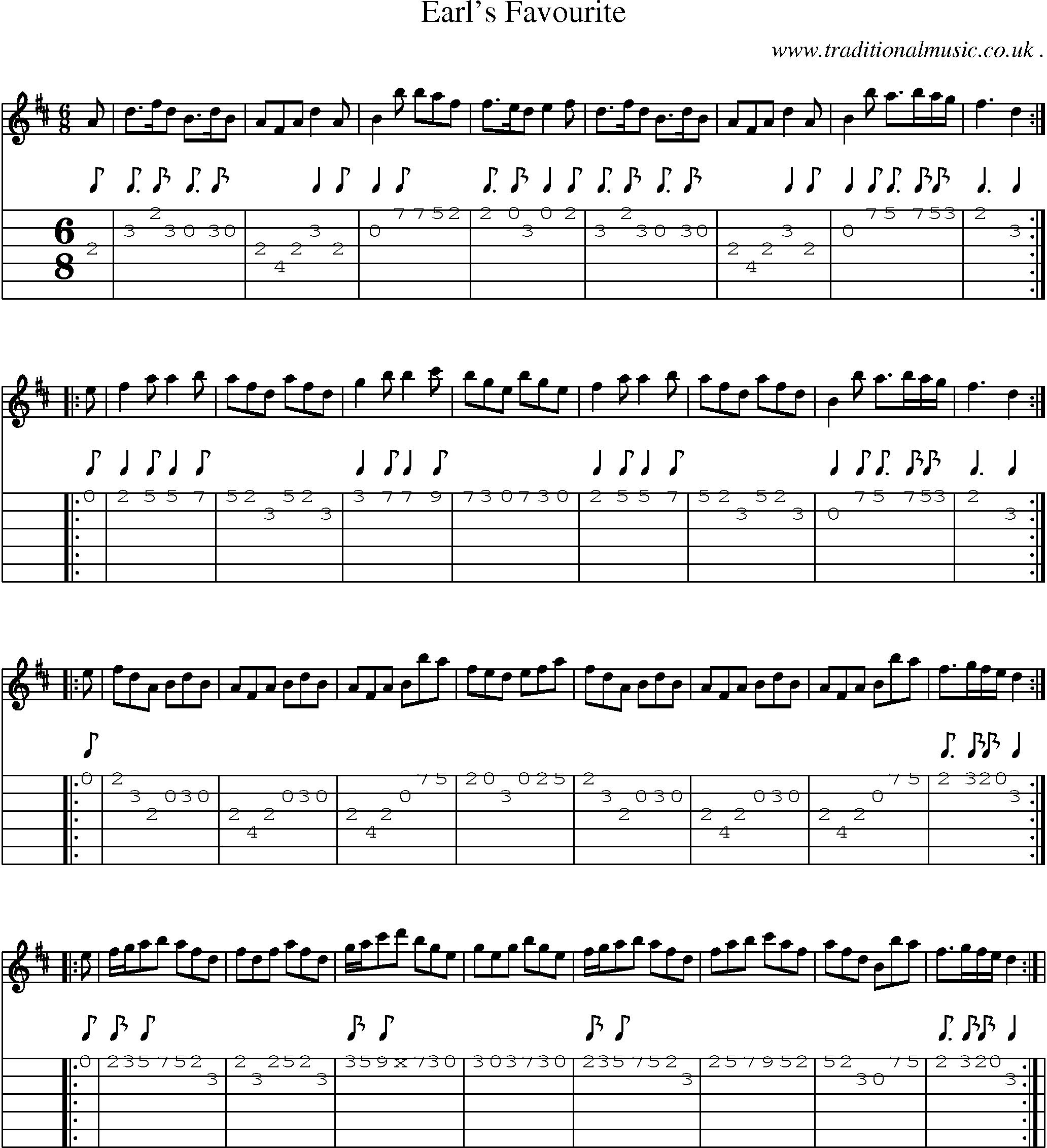 Sheet-Music and Guitar Tabs for Earls Favourite