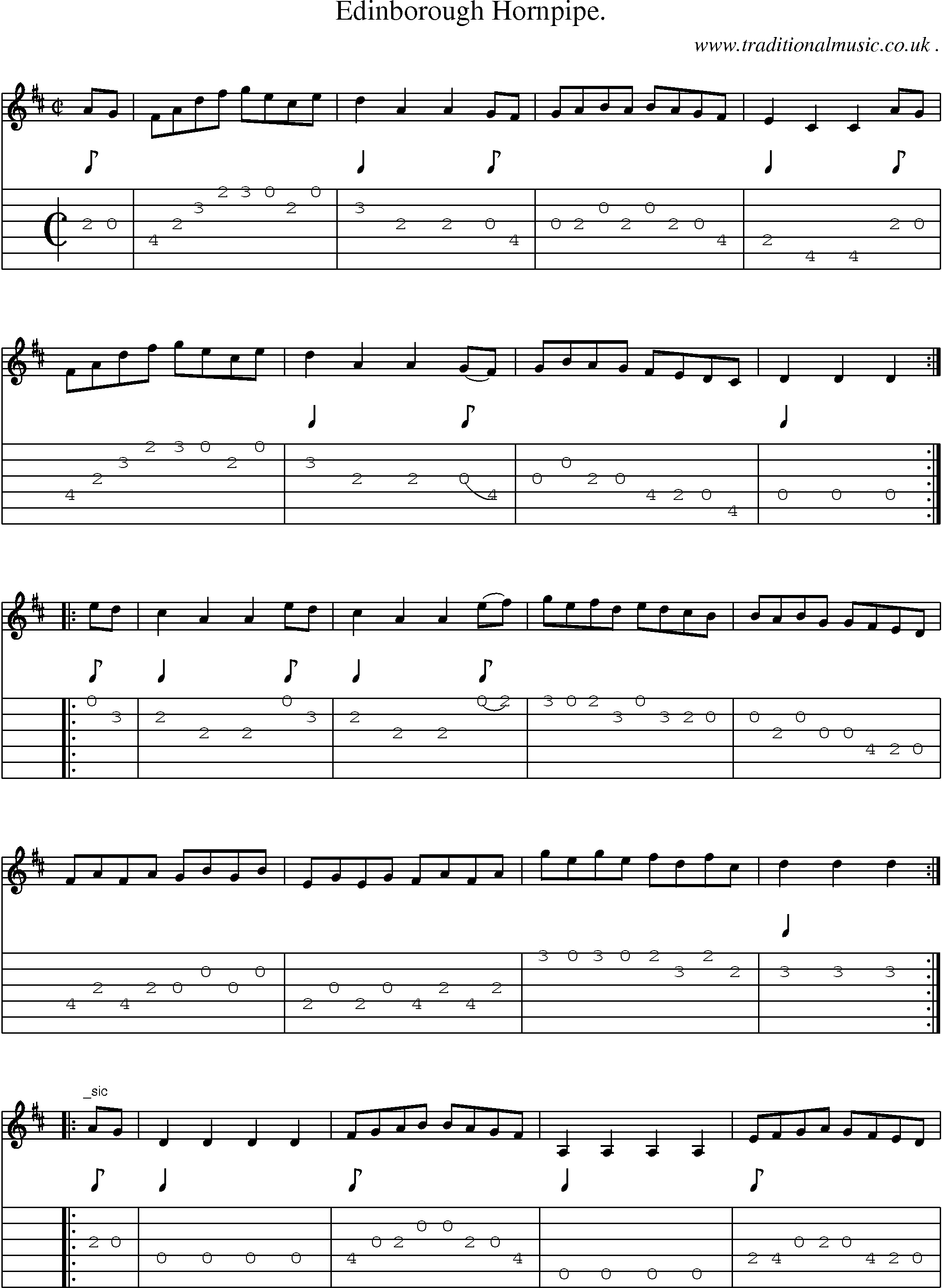 Sheet-Music and Guitar Tabs for Edinborough Hornpipe
