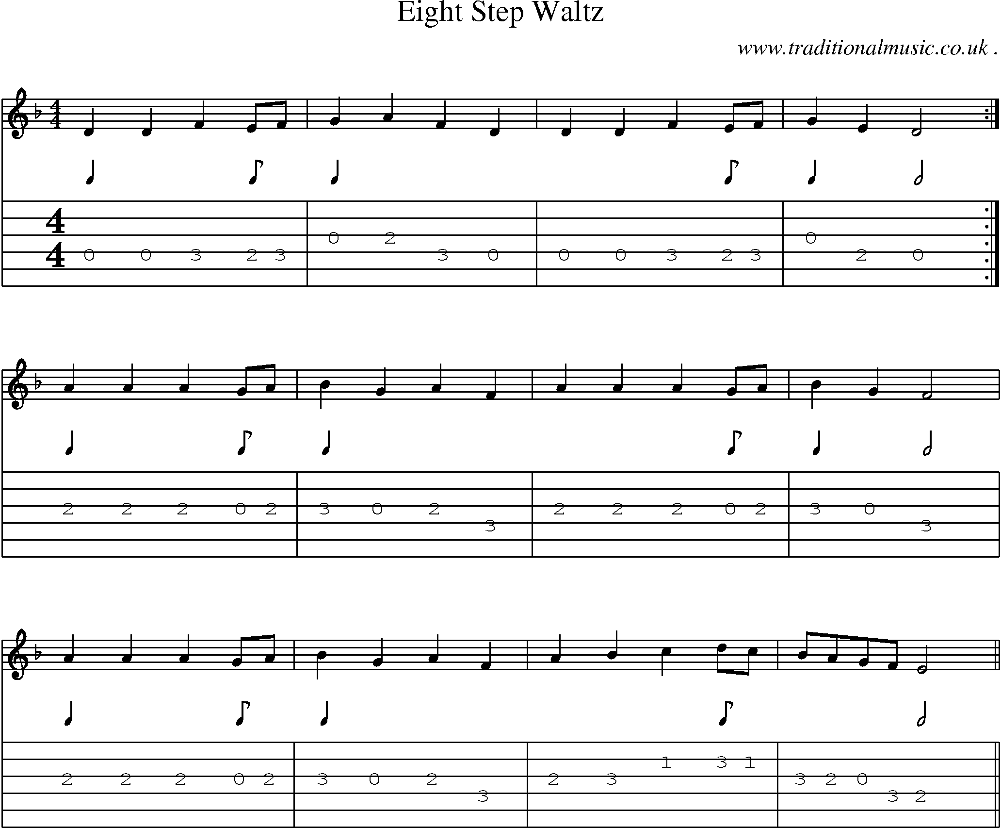 Sheet-Music and Guitar Tabs for Eight Step Waltz