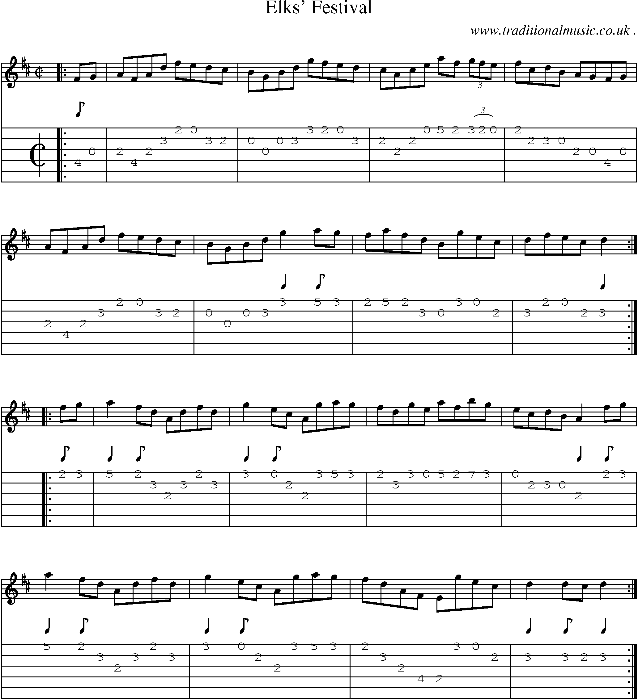 Sheet-Music and Guitar Tabs for Elks Festival