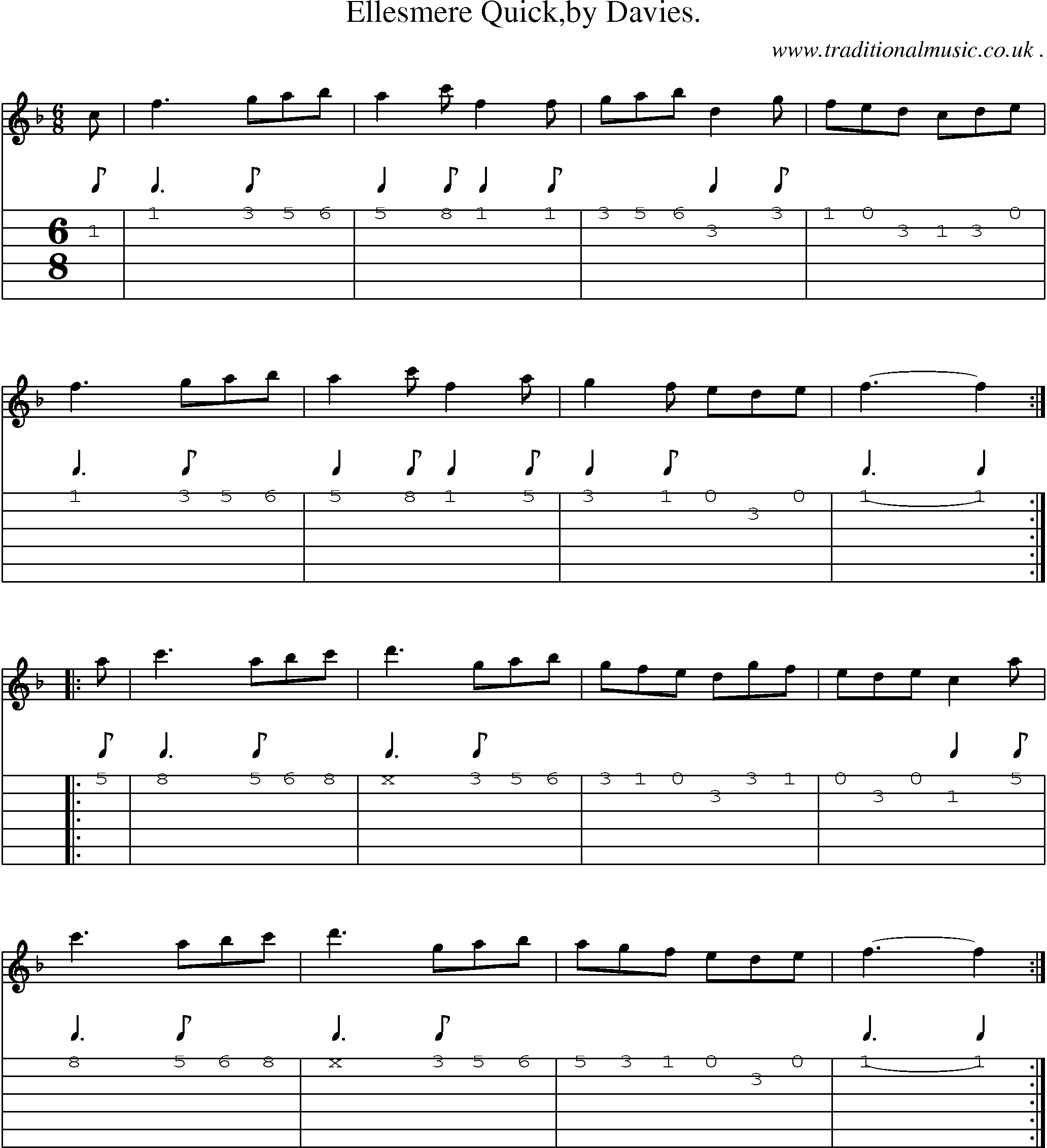 Sheet-Music and Guitar Tabs for Ellesmere Quickby Davies