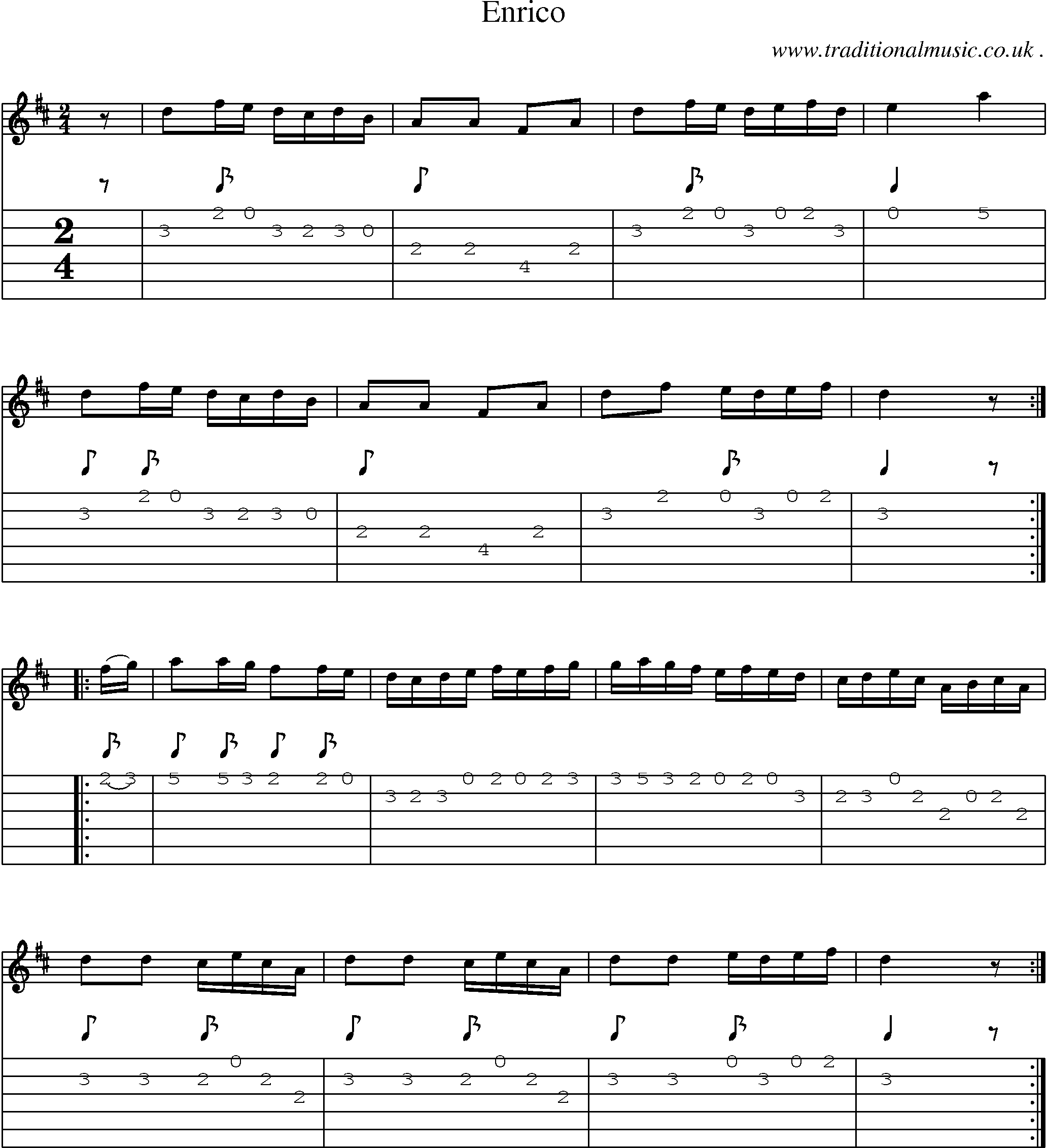 Sheet-Music and Guitar Tabs for Enrico