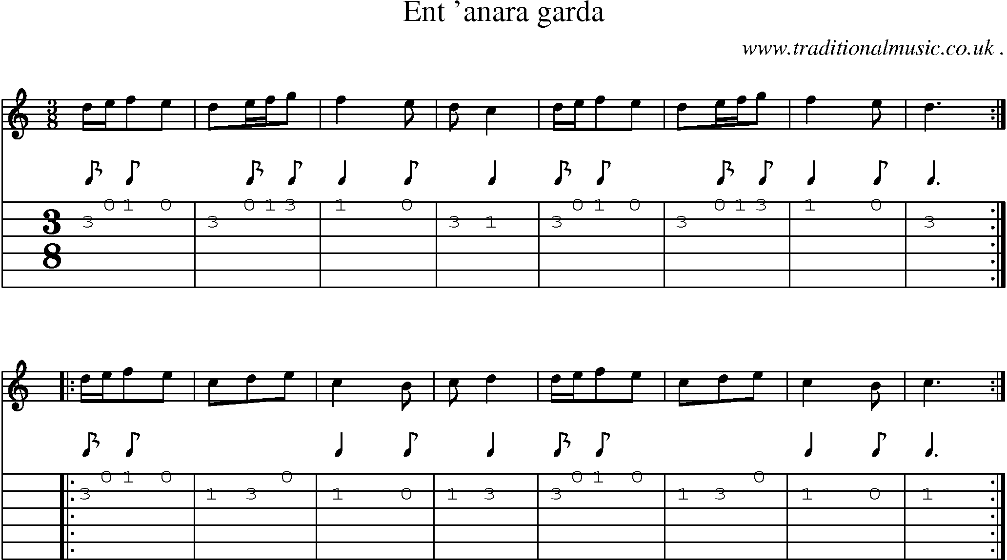 Sheet-Music and Guitar Tabs for Ent Anara Garda