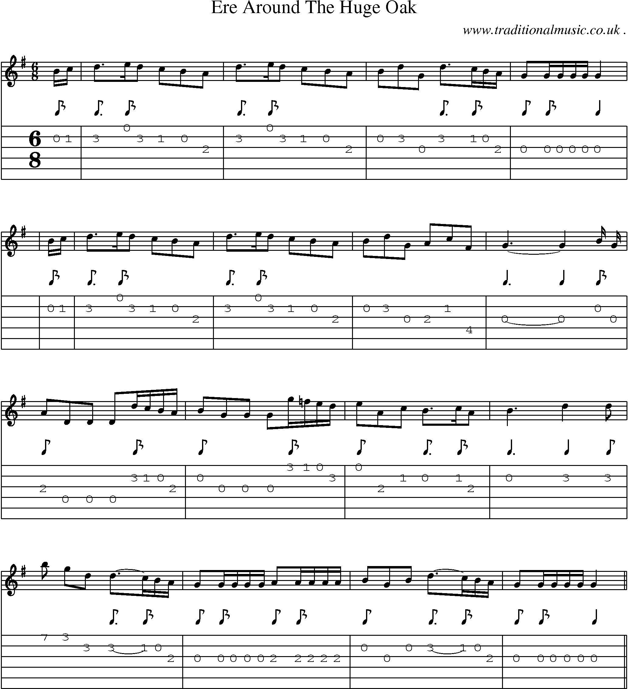 Sheet-Music and Guitar Tabs for Ere Around The Huge Oak