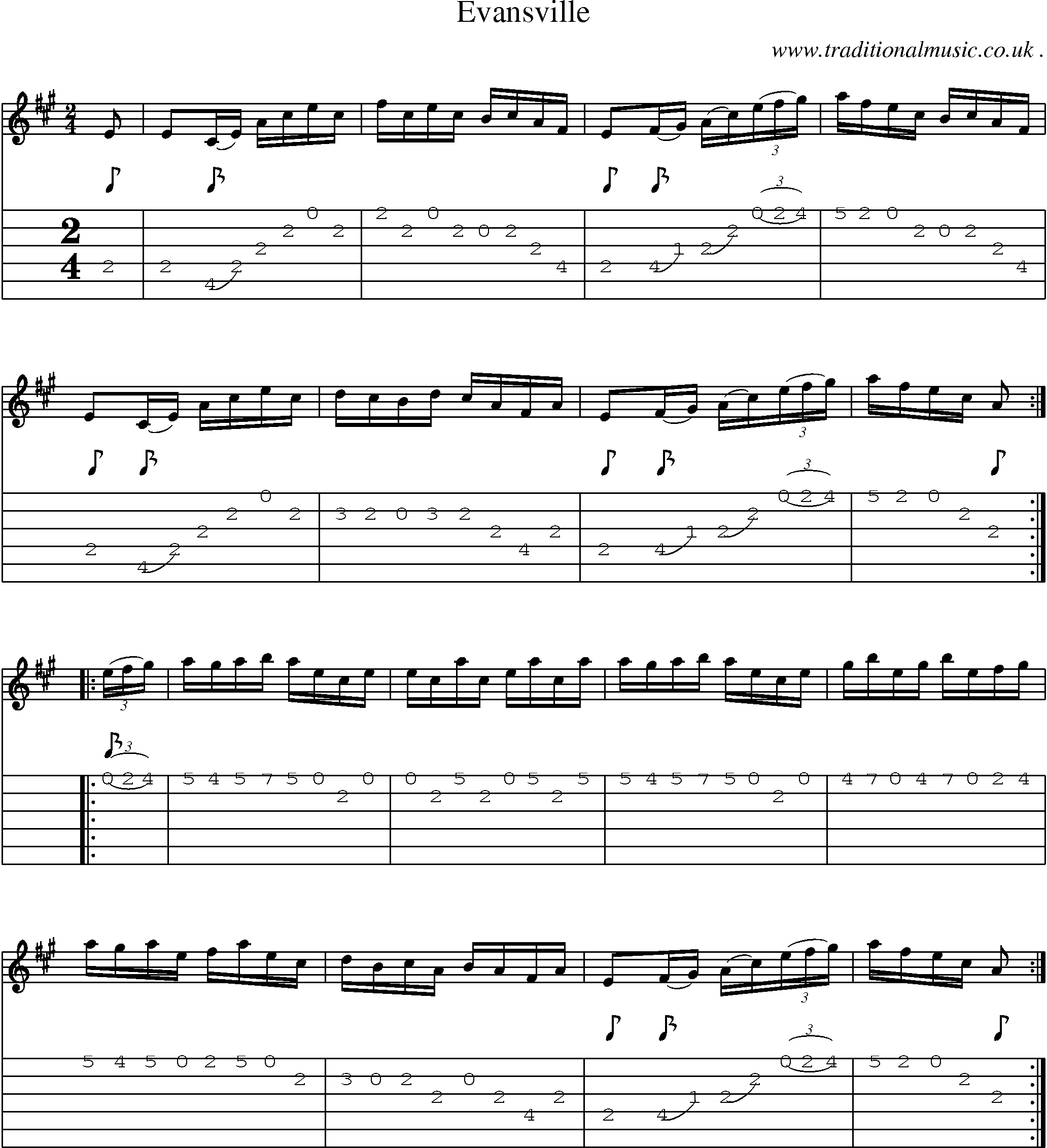 Sheet-Music and Guitar Tabs for Evansville