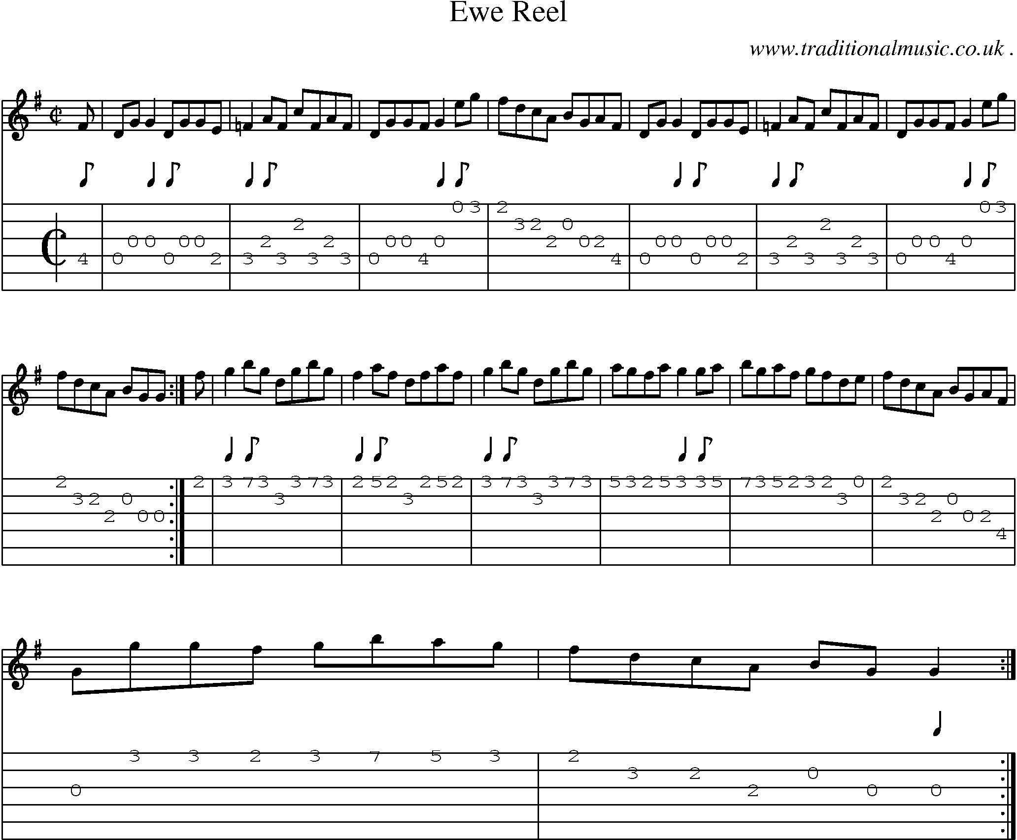 Sheet-Music and Guitar Tabs for Ewe Reel