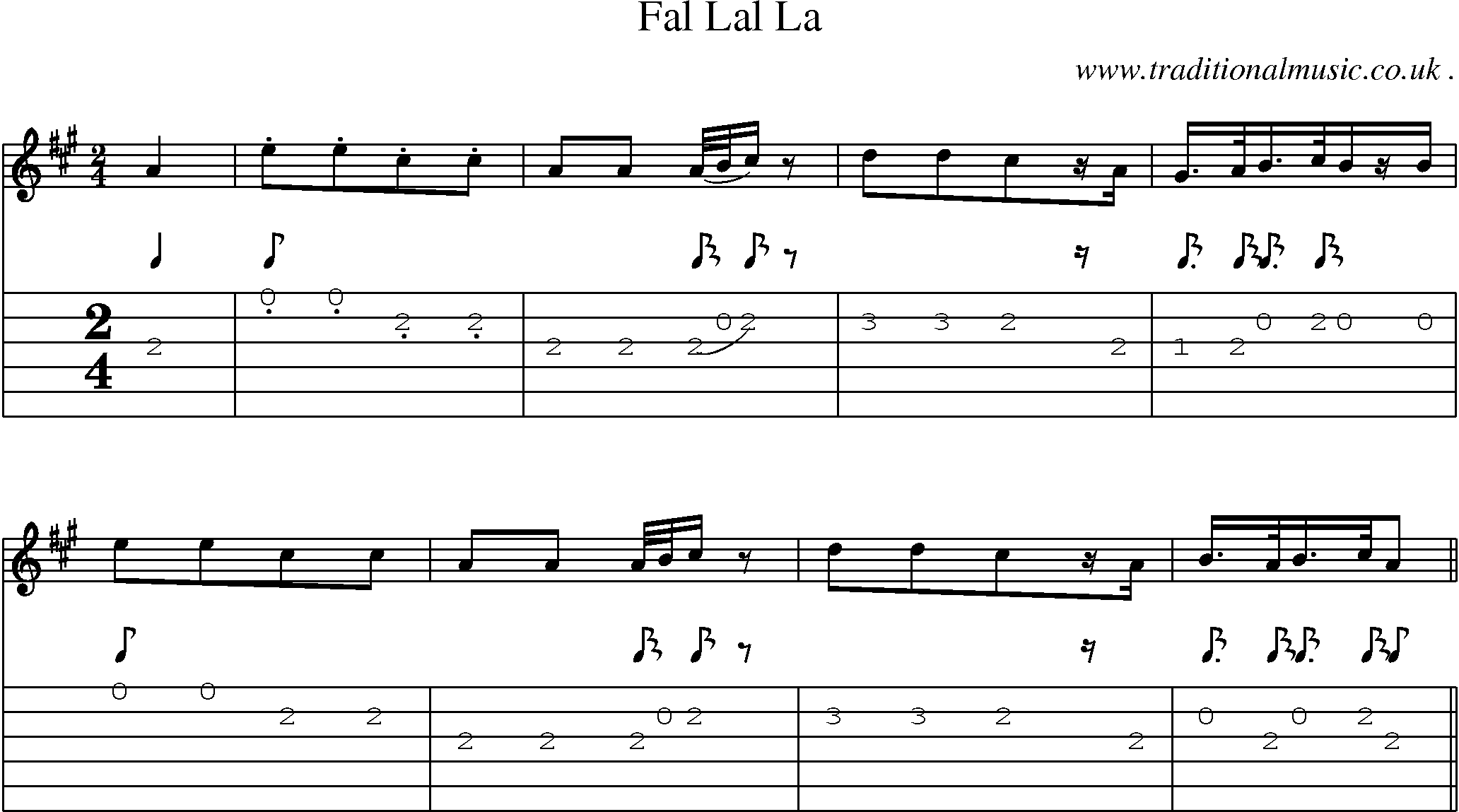 Sheet-Music and Guitar Tabs for Fal Lal La 