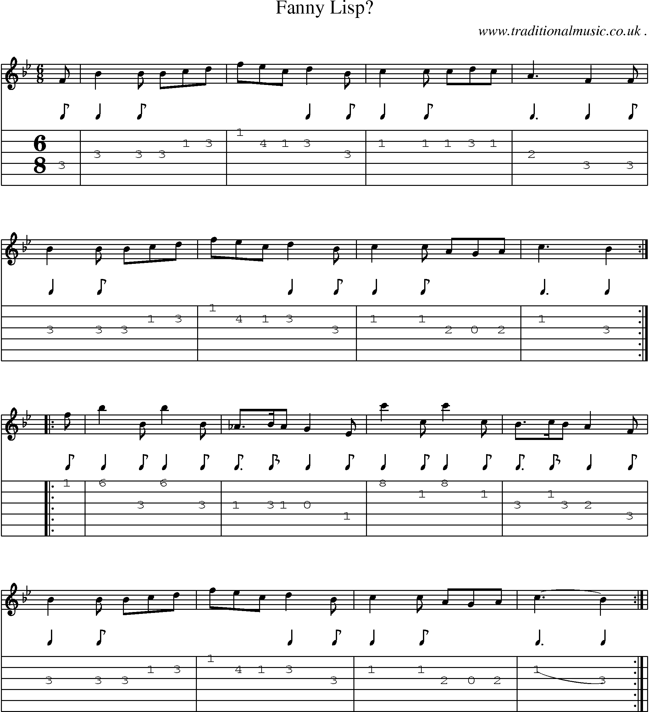 Sheet-Music and Guitar Tabs for Fanny Lisp