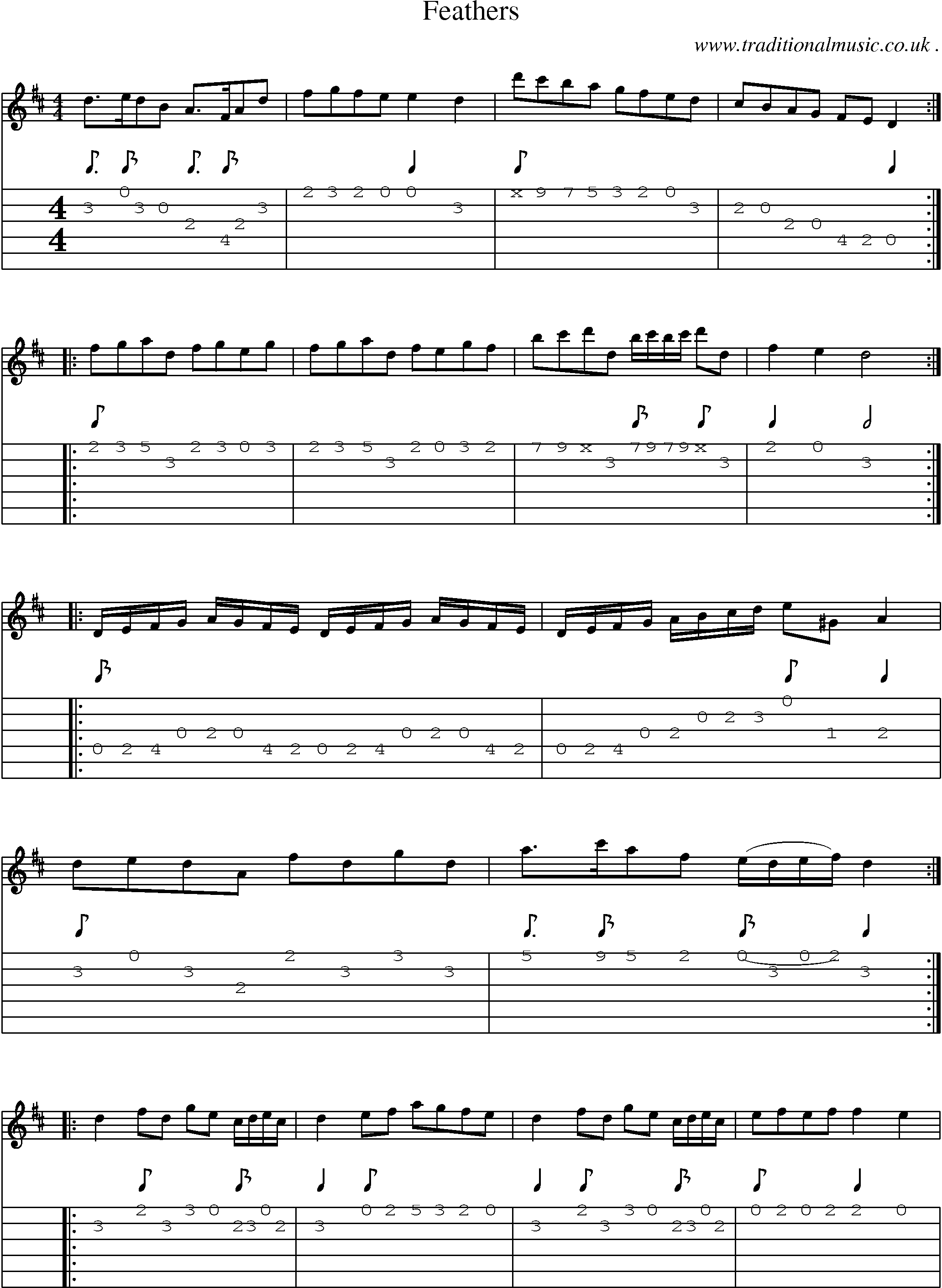 Sheet-Music and Guitar Tabs for Feathers