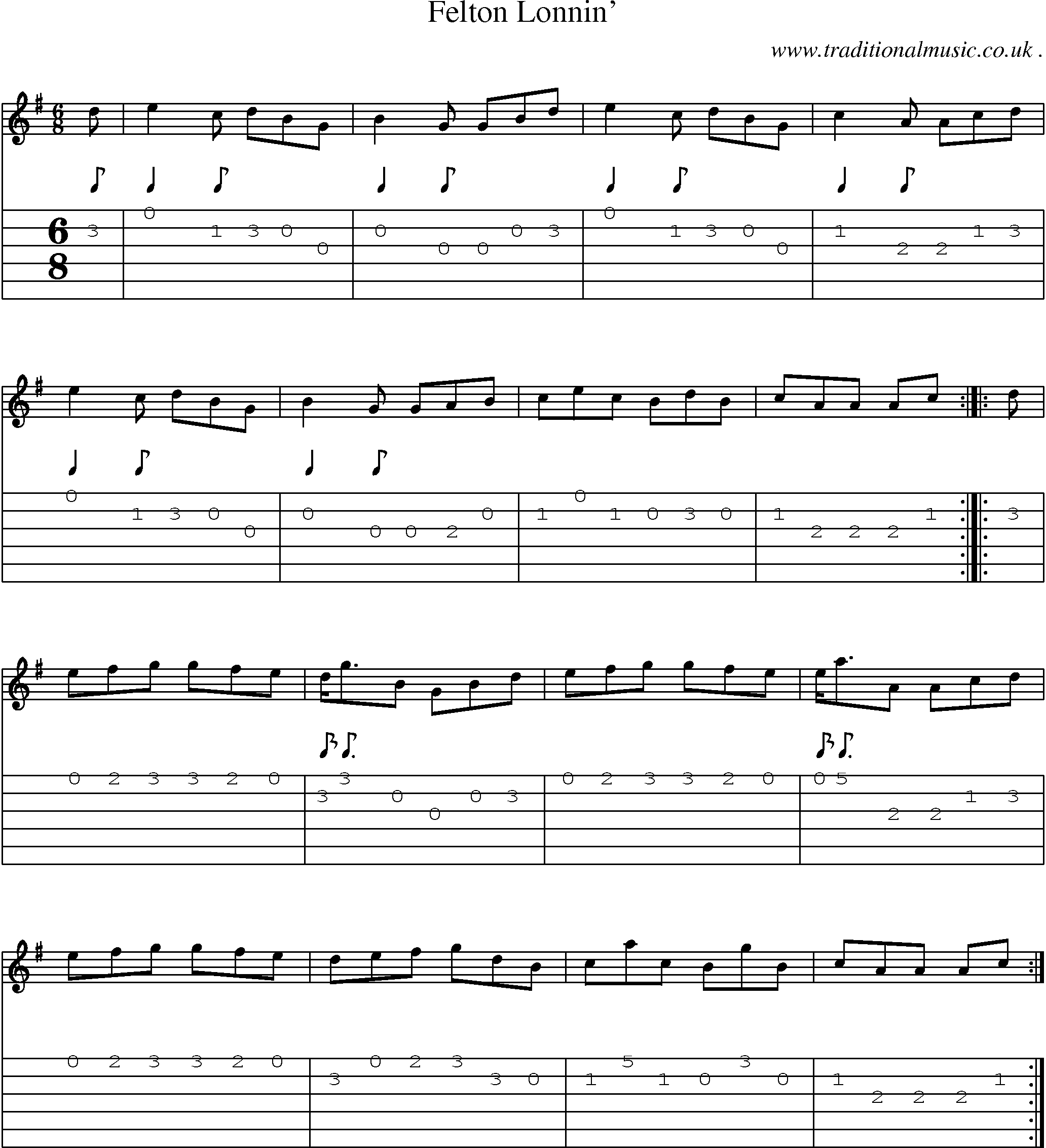 Sheet-Music and Guitar Tabs for Felton Lonnin1