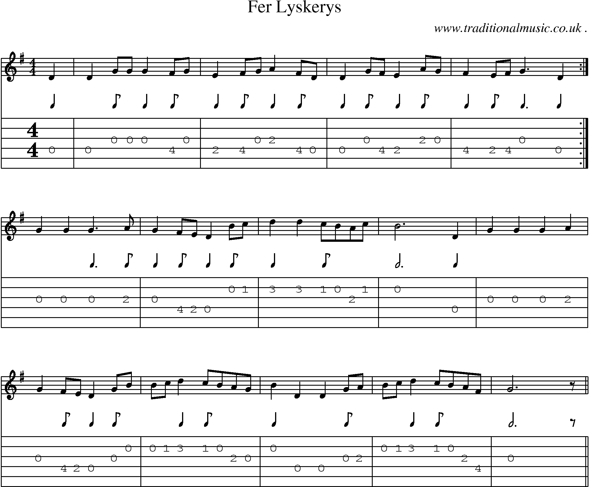 Sheet-Music and Guitar Tabs for Fer Lyskerys