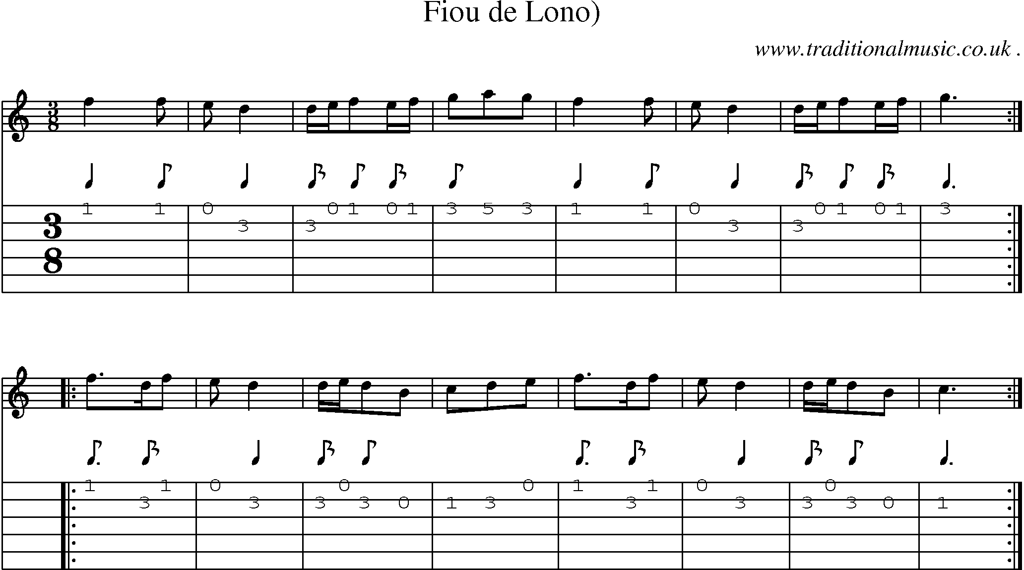 Sheet-Music and Guitar Tabs for Fiou De Lono)