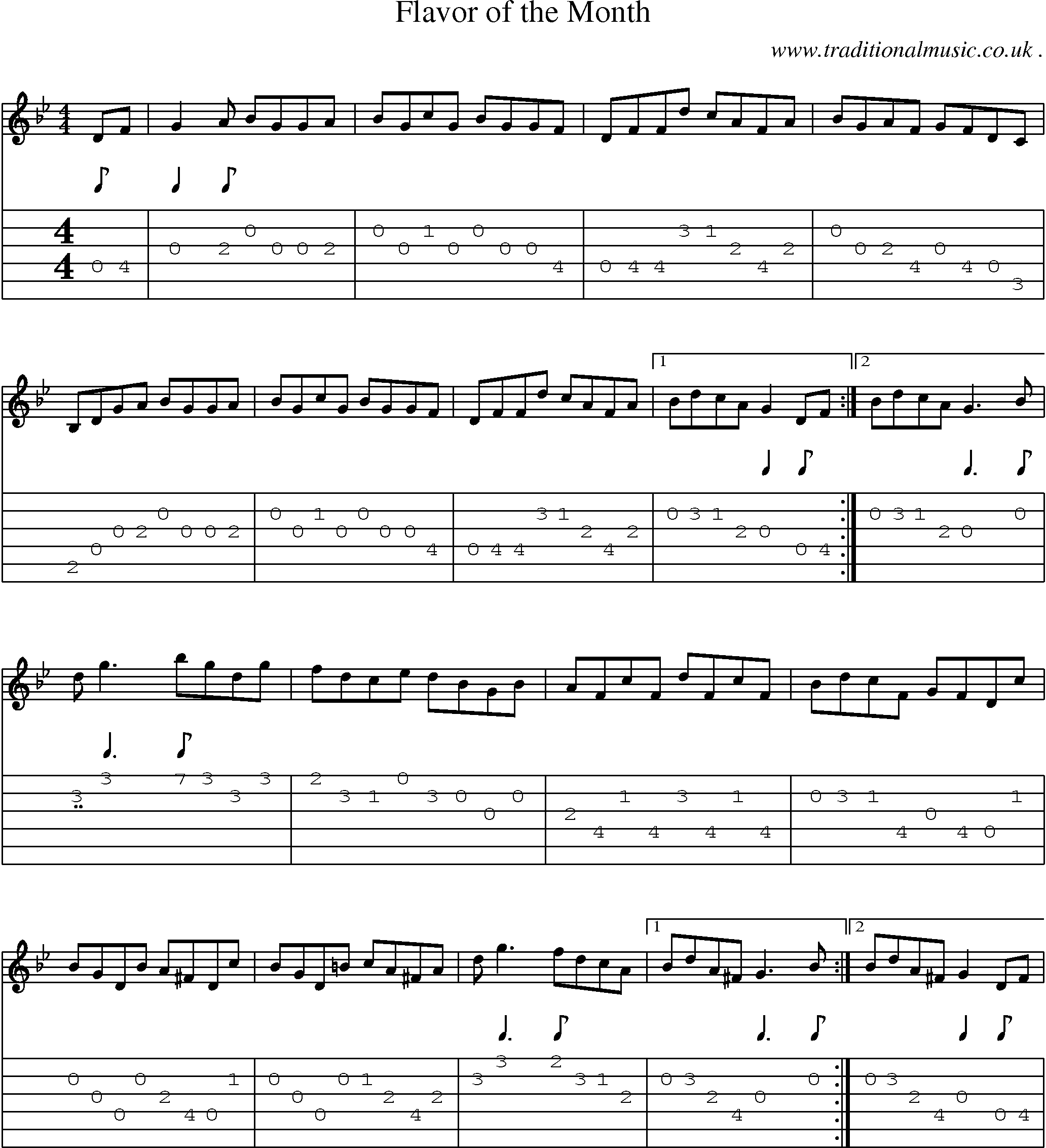 Sheet-Music and Guitar Tabs for Flavor Of The Month