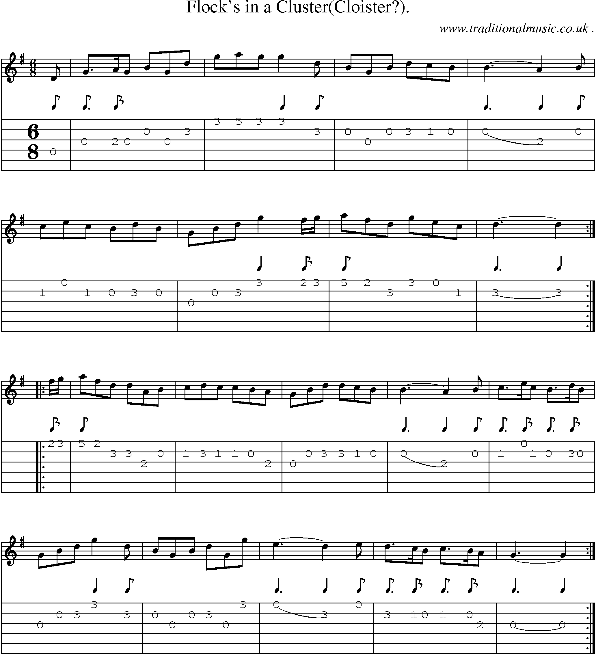 Sheet-Music and Guitar Tabs for Flocks In A Cluster(cloister)