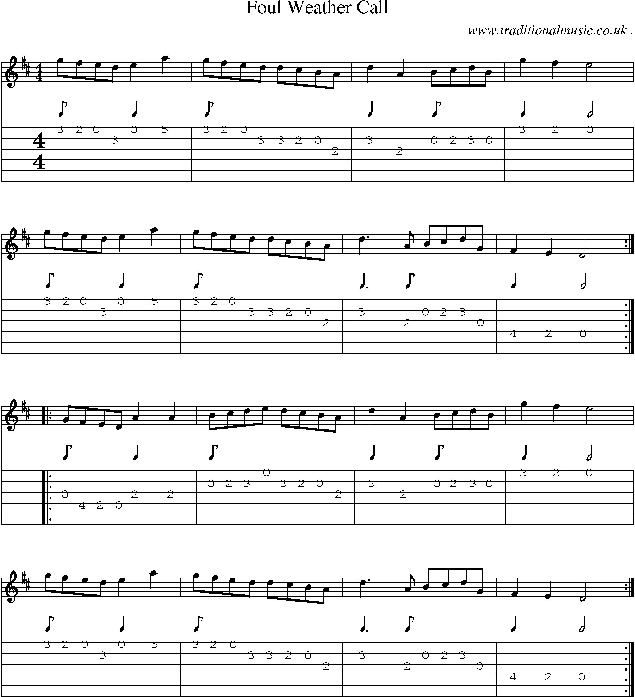 Sheet-Music and Guitar Tabs for Foul Weather Call