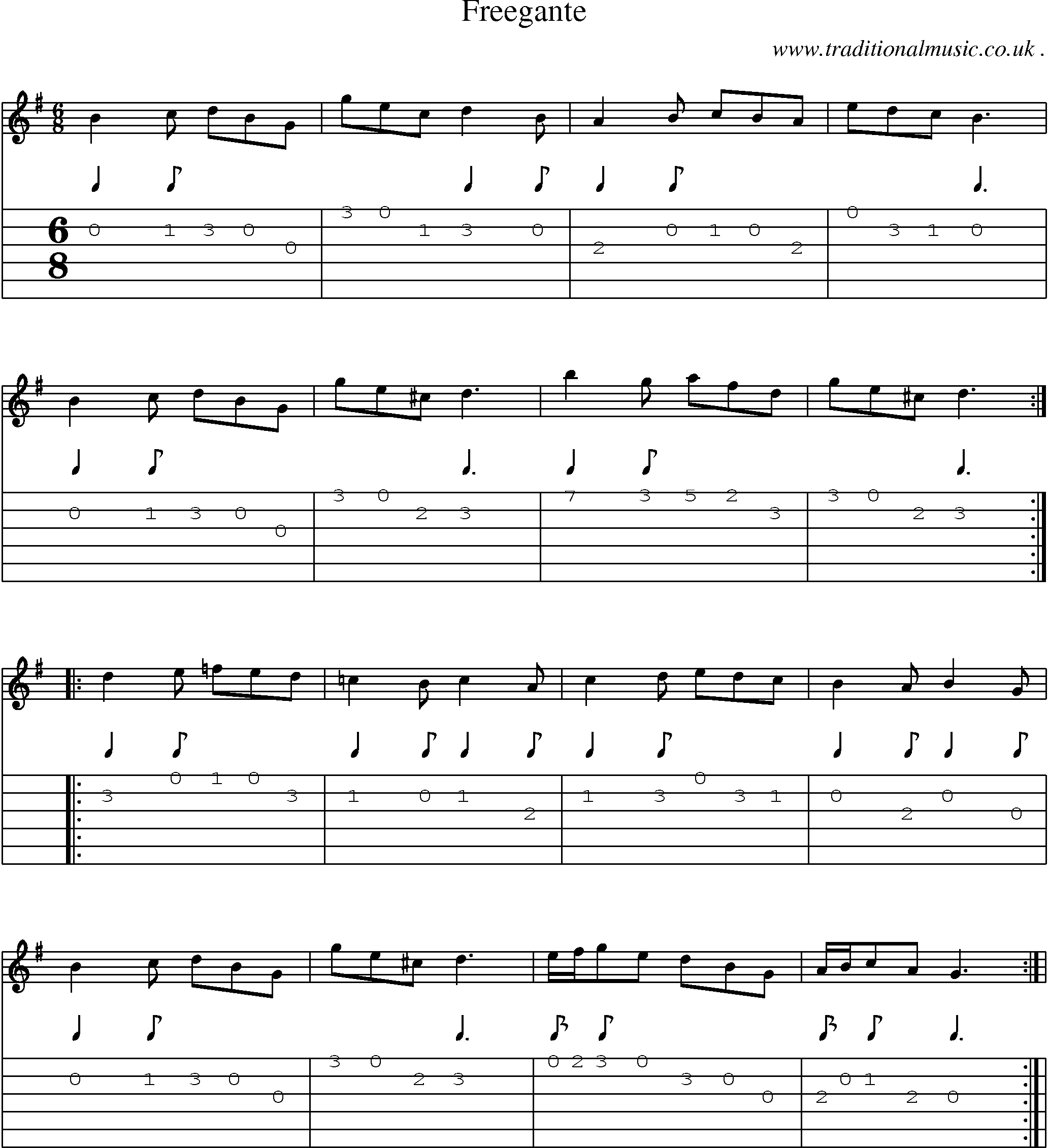 Sheet-Music and Guitar Tabs for Freegante