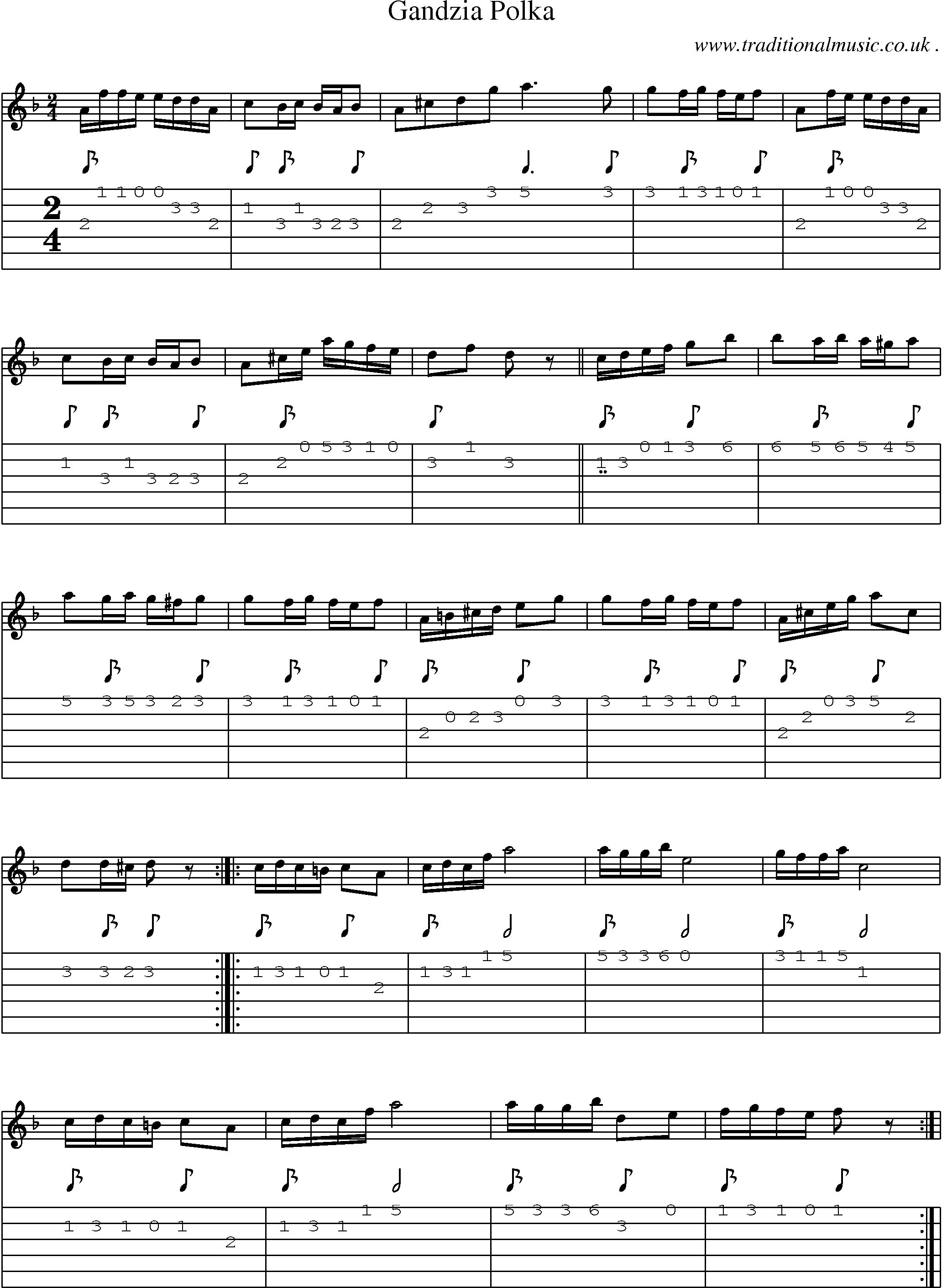 Sheet-Music and Guitar Tabs for Gandzia Polka