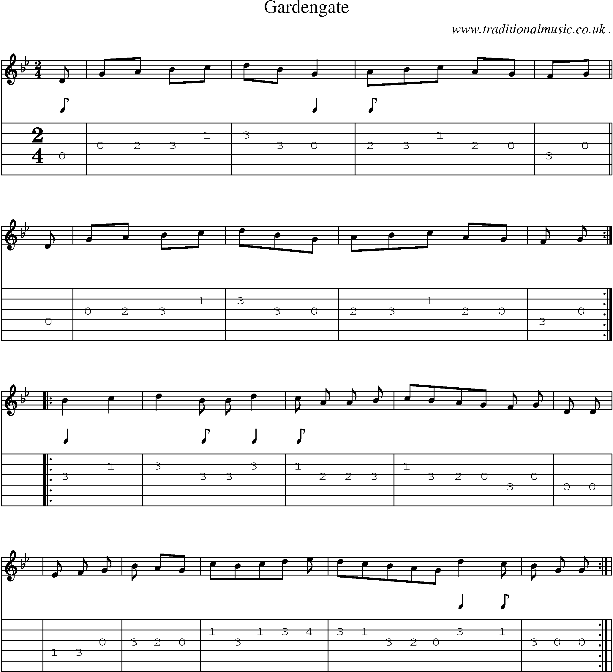Sheet-Music and Guitar Tabs for Gardengate
