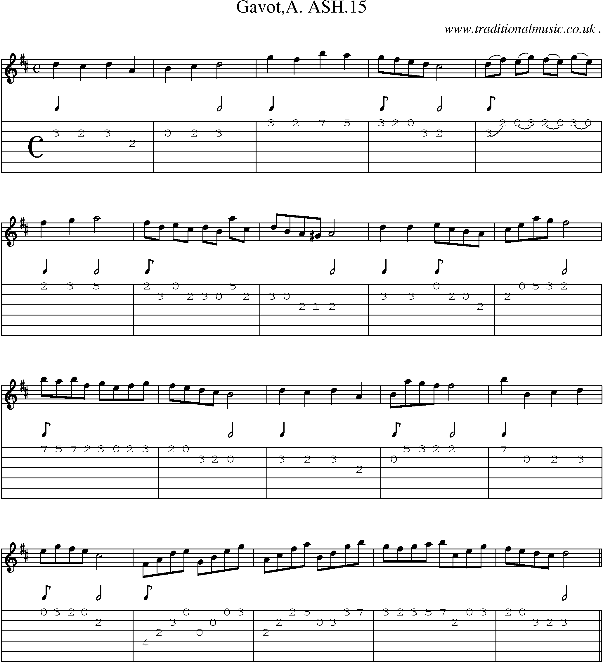Sheet-Music and Guitar Tabs for Gavota Ash15