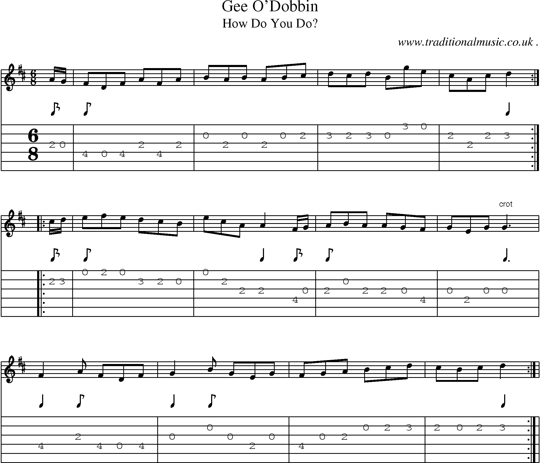 Sheet-Music and Guitar Tabs for Gee Odobbin