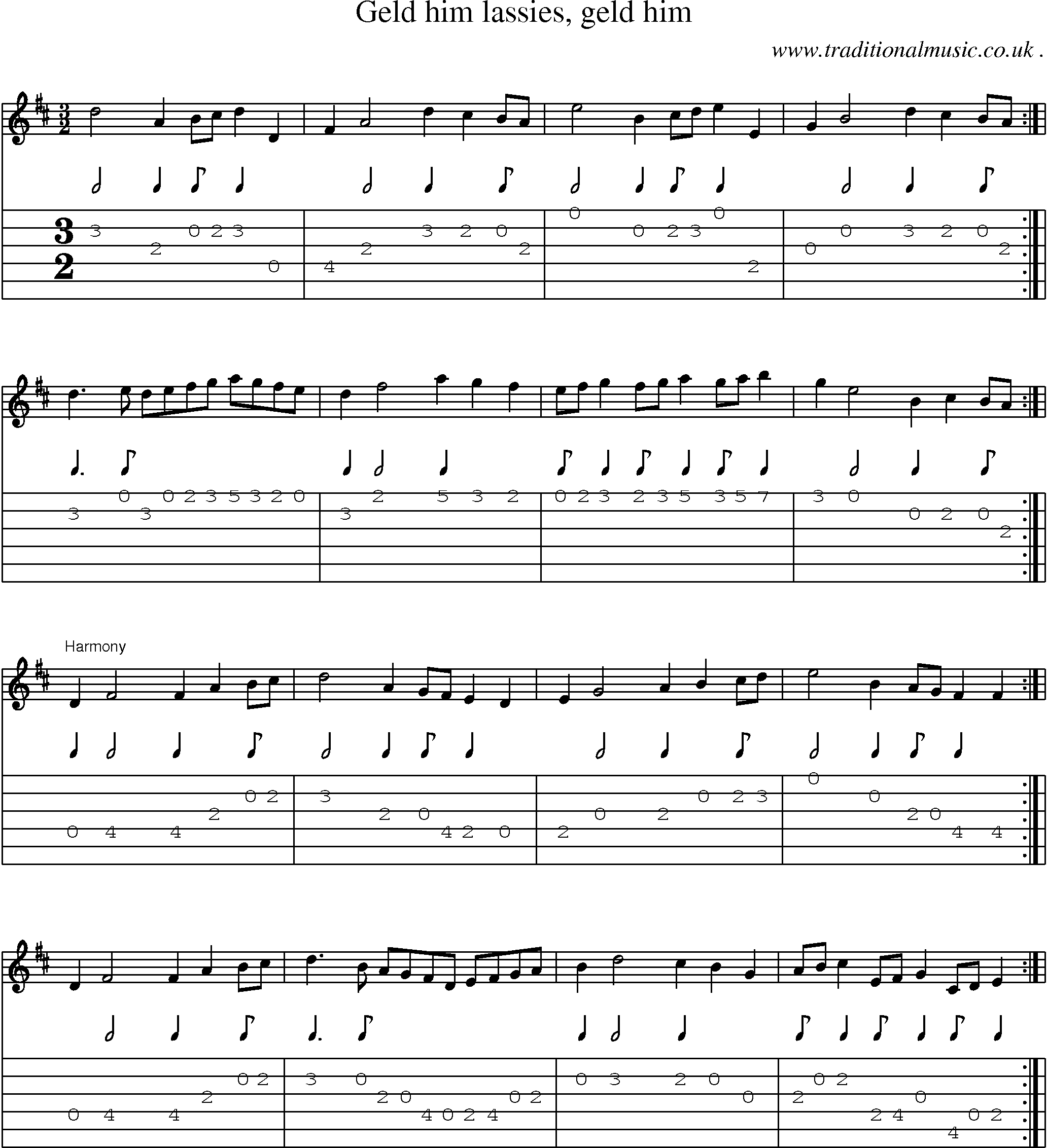 Sheet-Music and Guitar Tabs for Geld Him Lassies Geld Him
