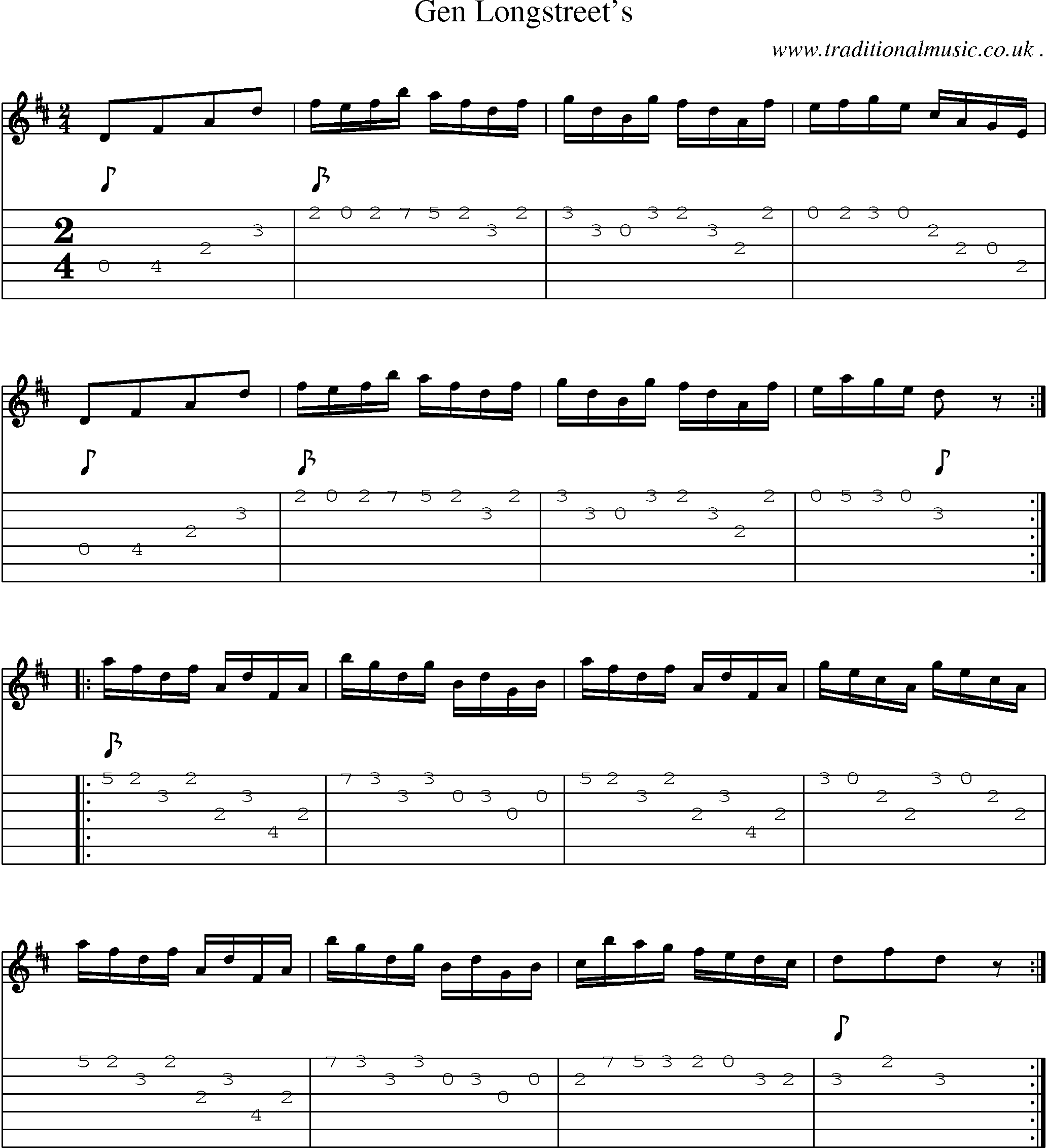 Sheet-Music and Guitar Tabs for Gen Longstreets
