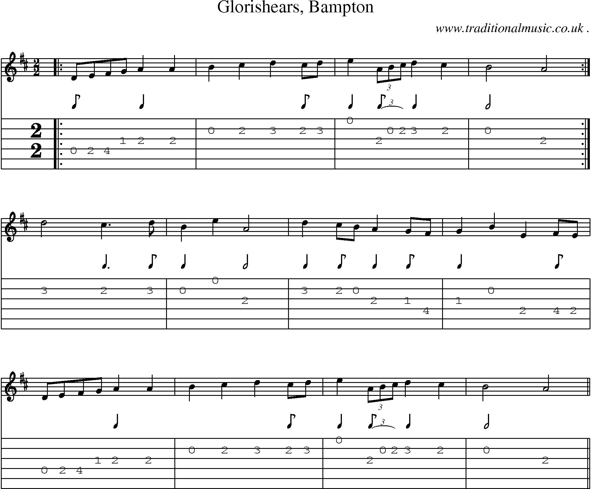 Sheet-Music and Guitar Tabs for Glorishears Bampton