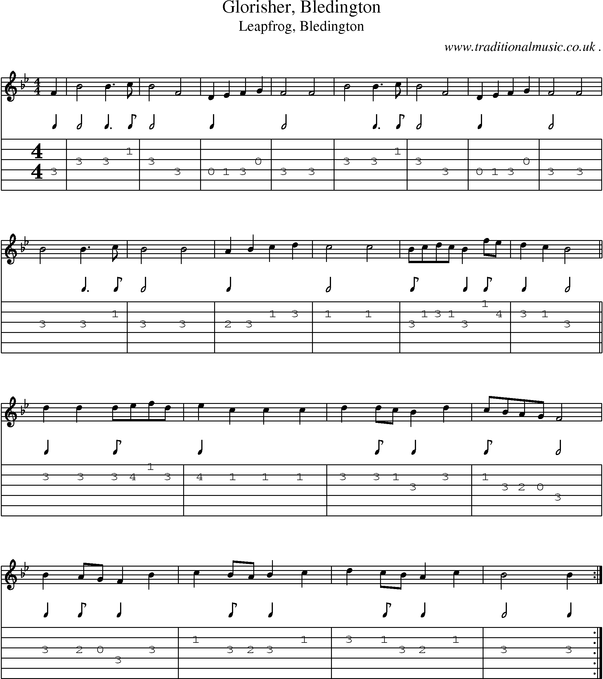 Sheet-Music and Guitar Tabs for Glorisher Bledington