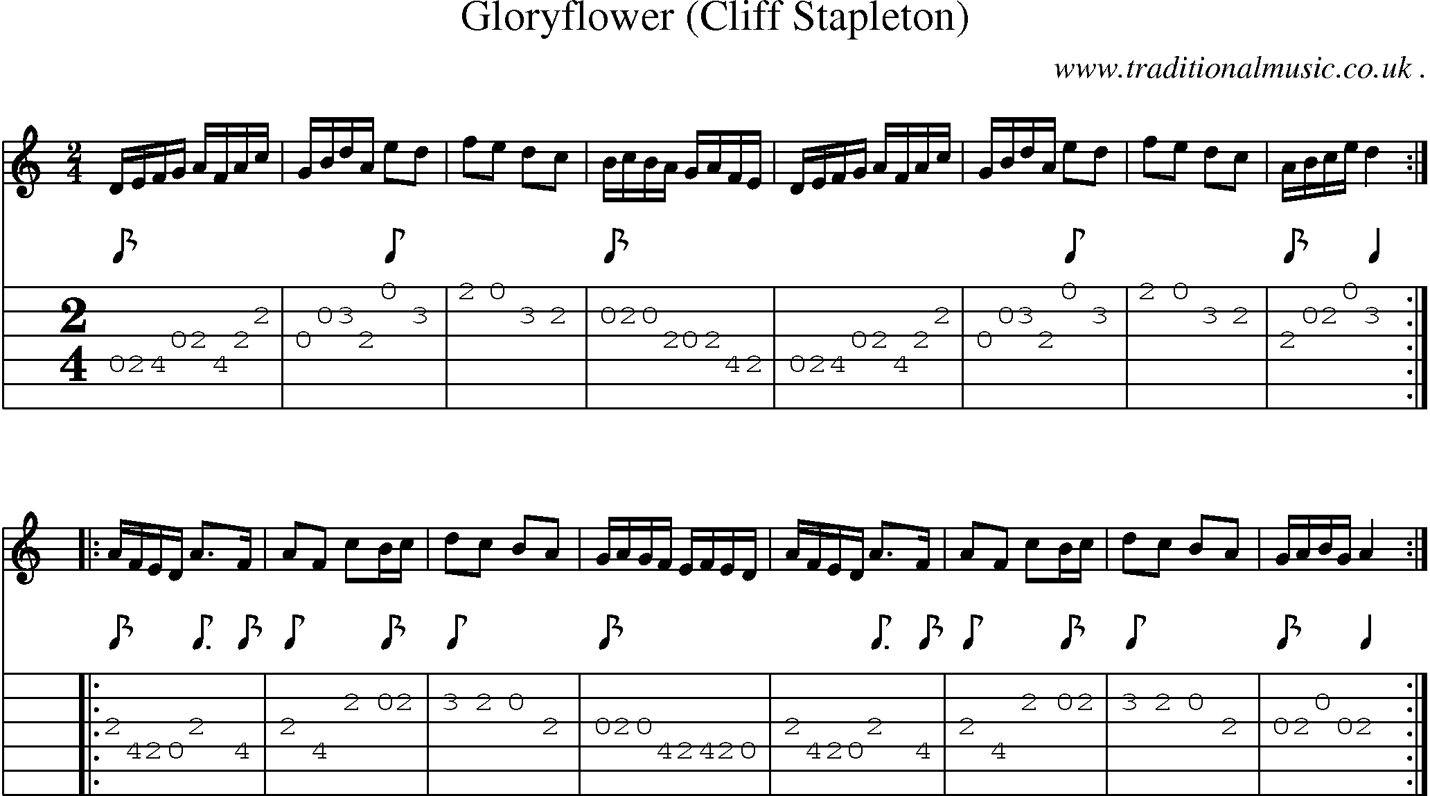 Sheet-Music and Guitar Tabs for Gloryflower (cliff Stapleton)
