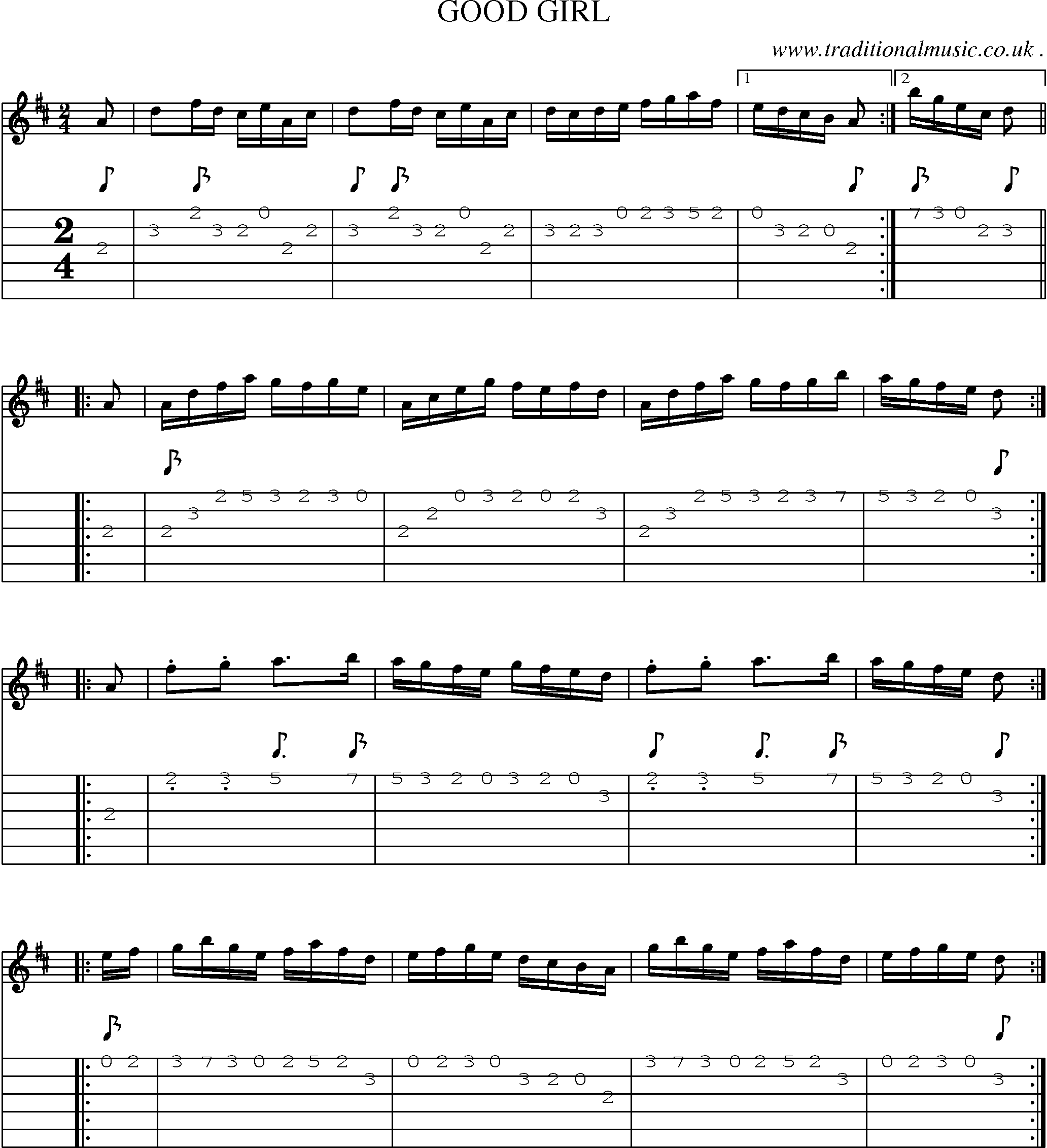 Sheet-Music and Guitar Tabs for Good Girl