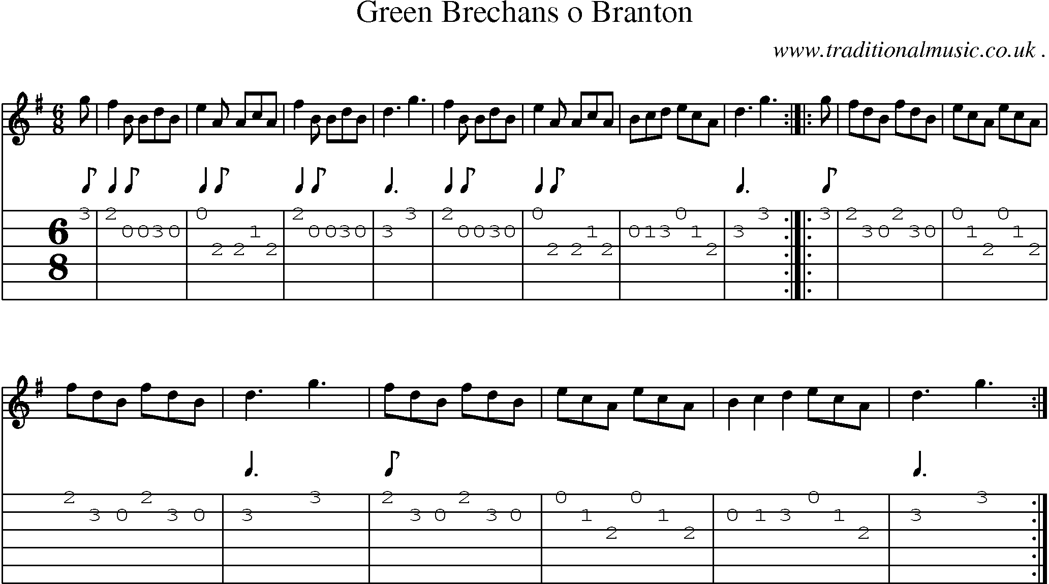 Sheet-Music and Guitar Tabs for Green Brechans O Branton