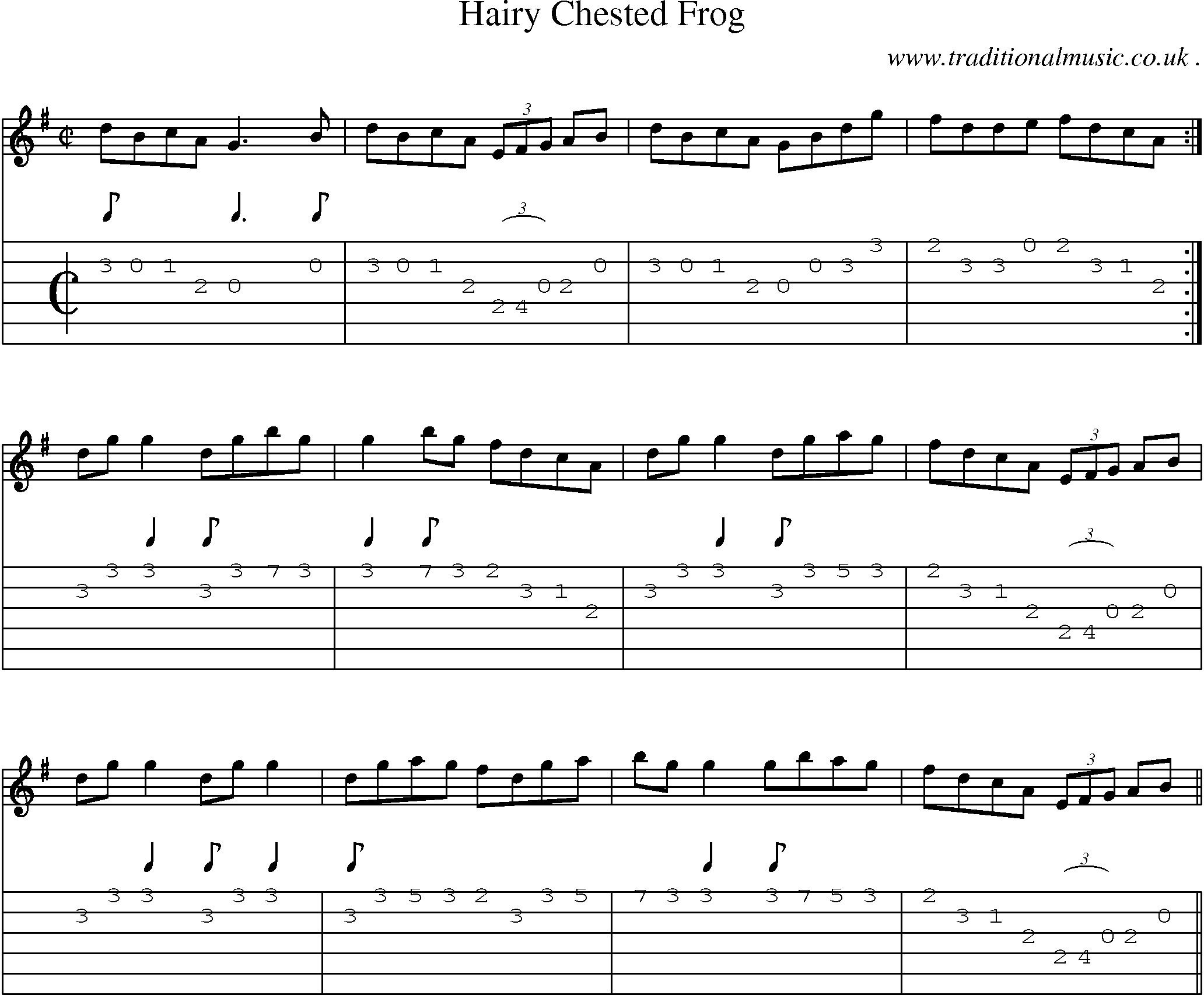 Sheet-Music and Guitar Tabs for Hairy Chested Frog
