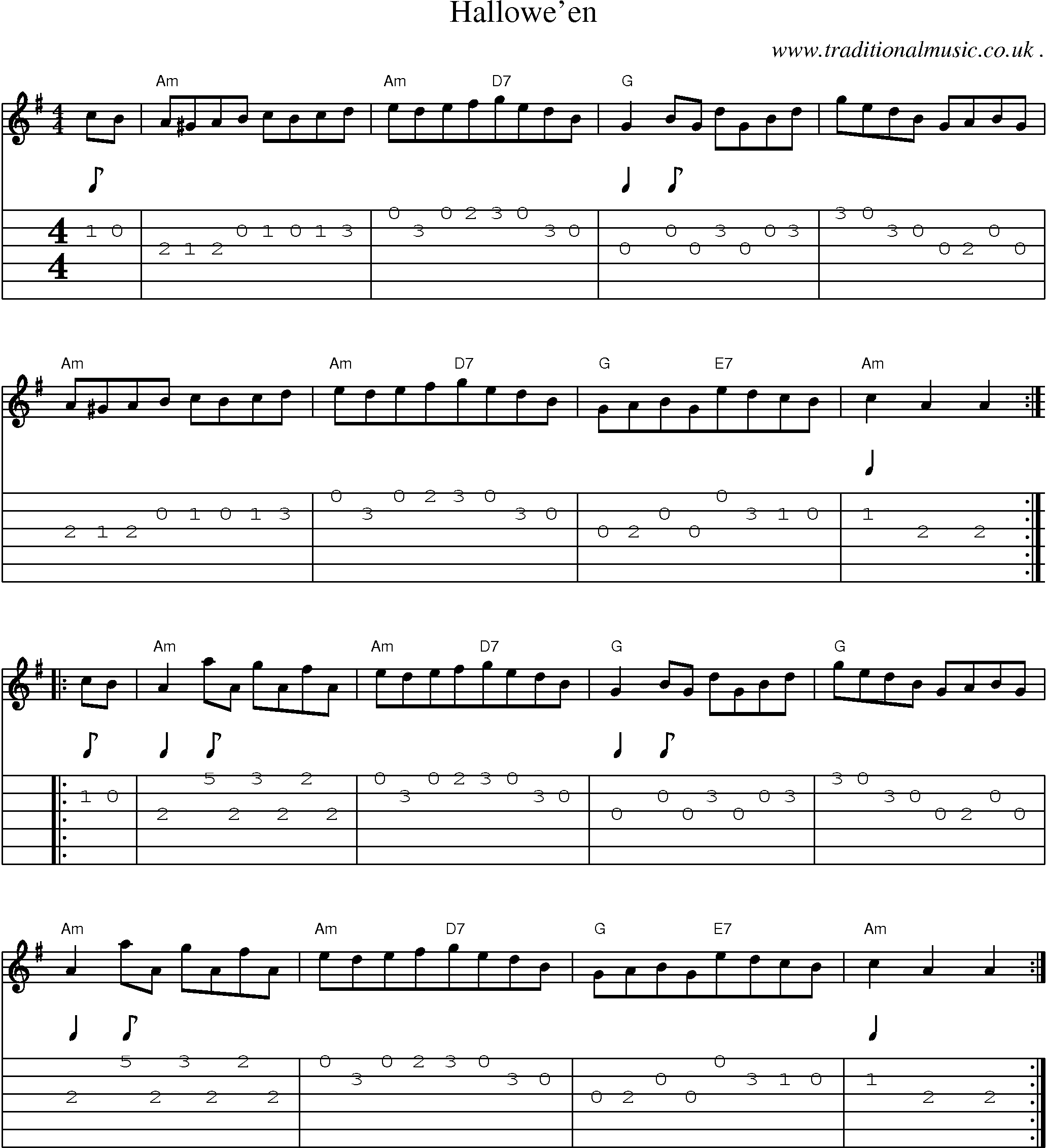 Sheet-Music and Guitar Tabs for Halloween