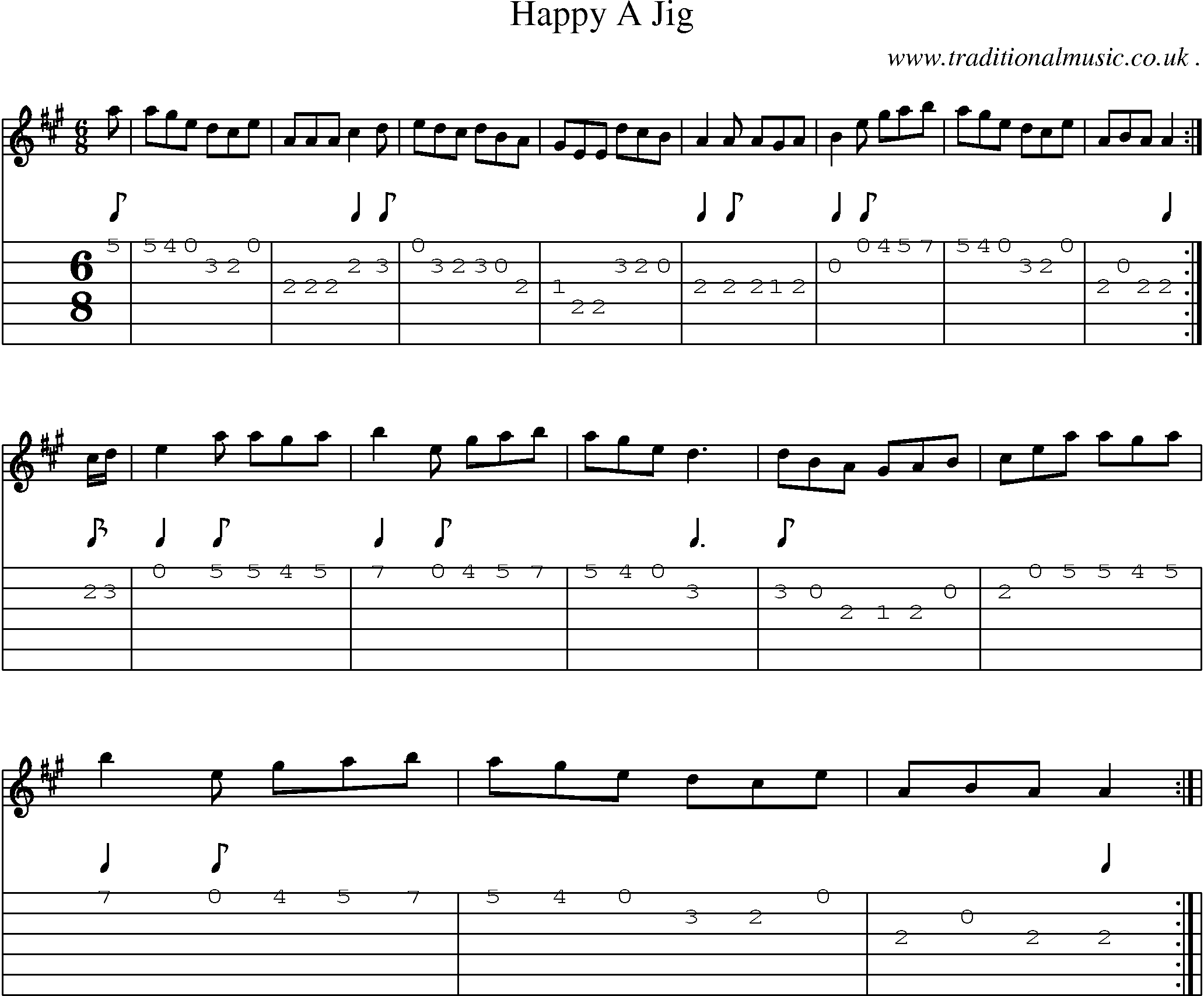Sheet-Music and Guitar Tabs for Happy A Jig