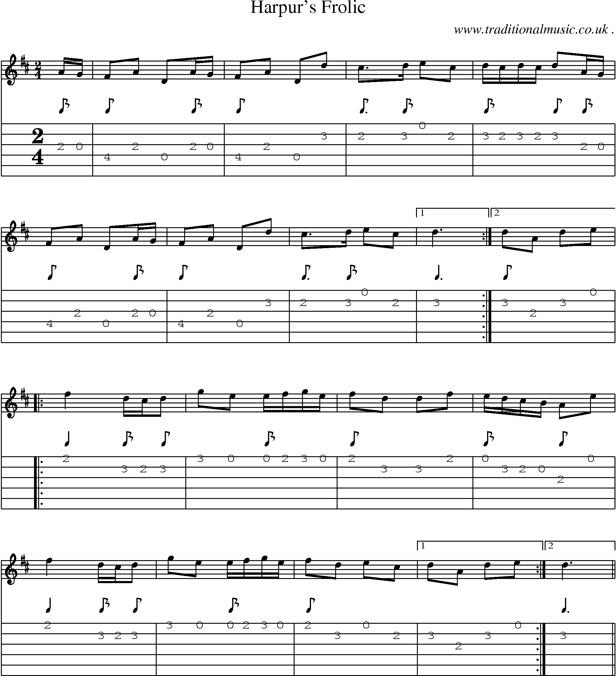 Sheet-Music and Guitar Tabs for Harpurs Frolic