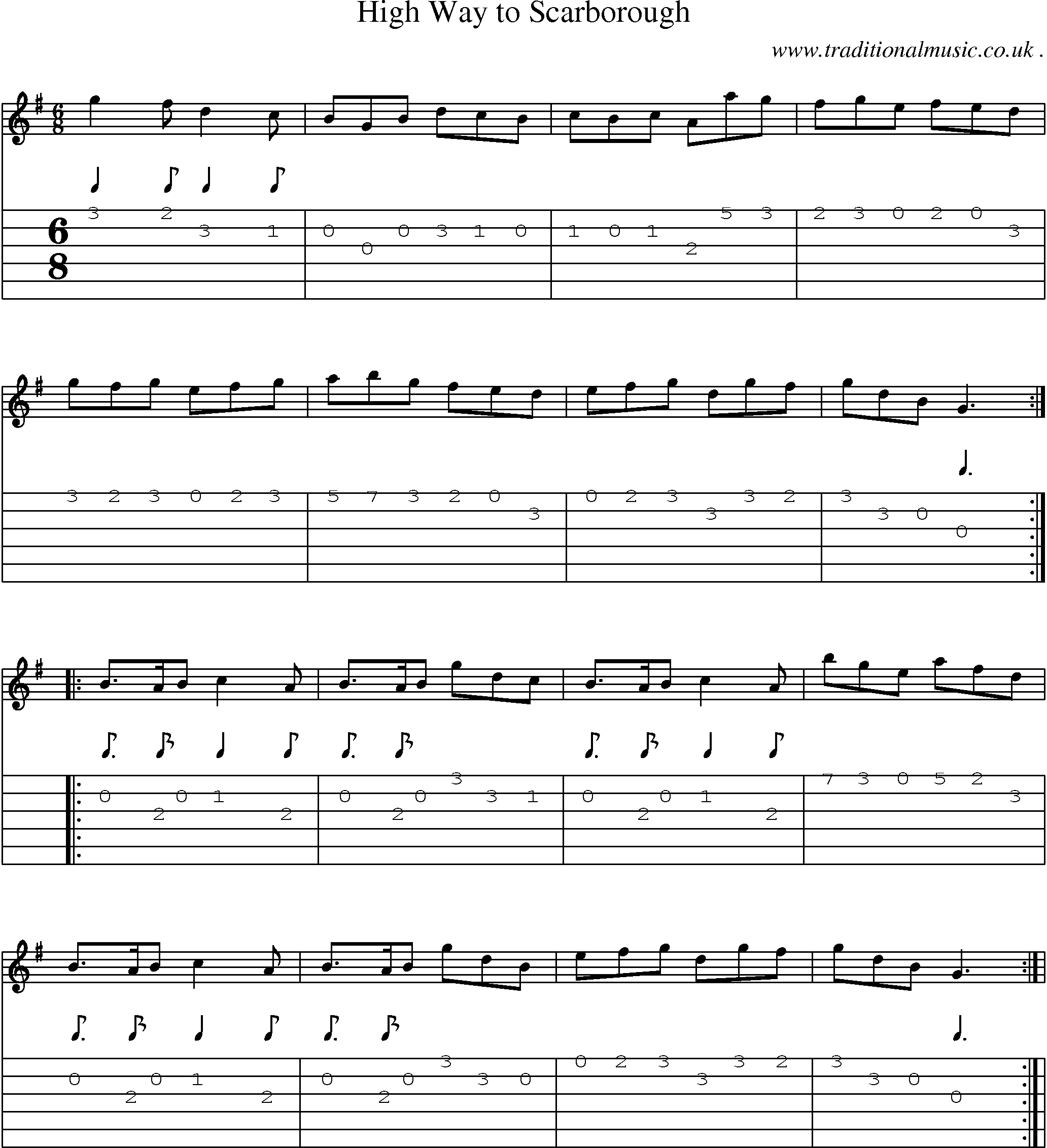 Sheet-Music and Guitar Tabs for High Way To Scarborough