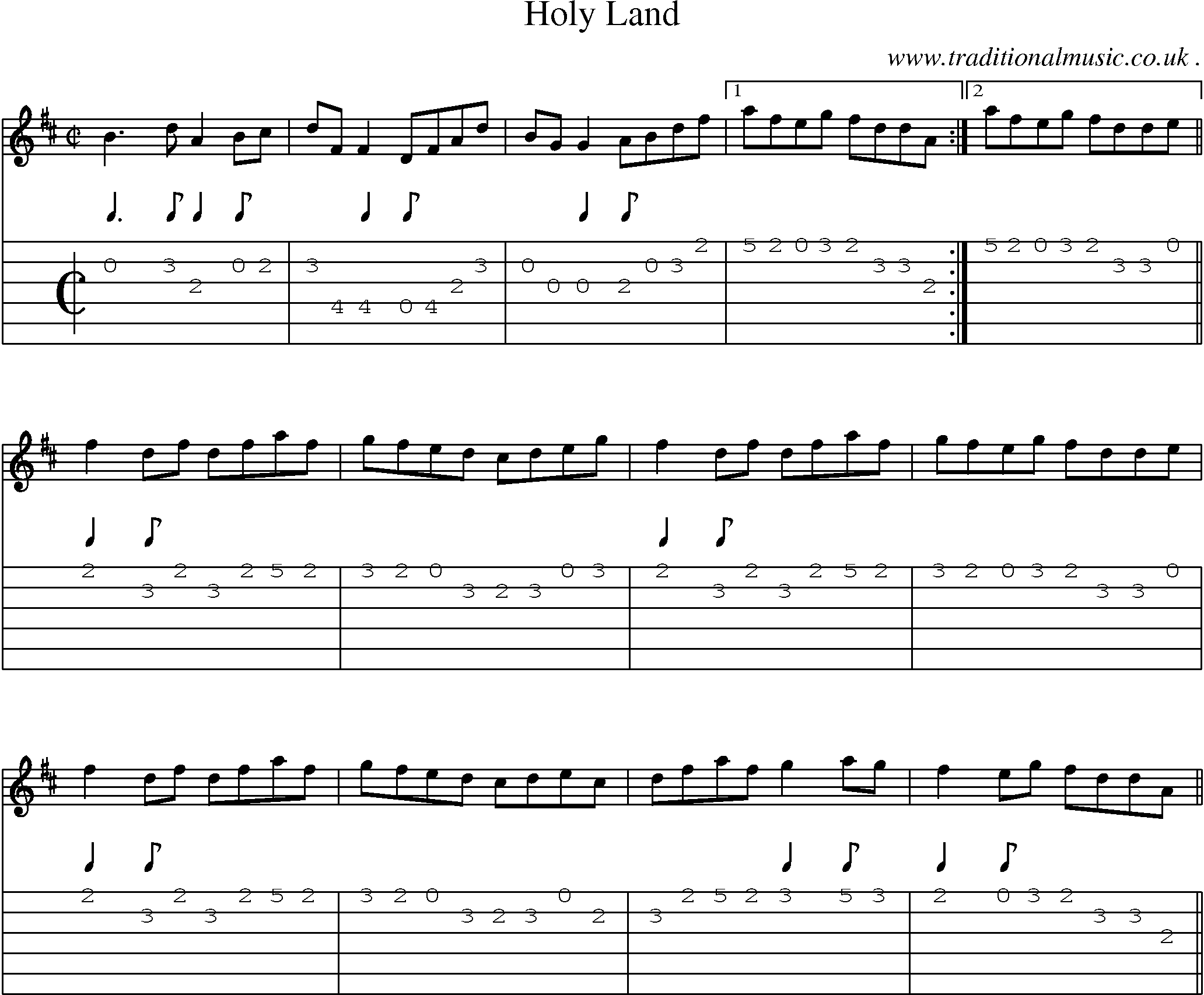 Sheet-Music and Guitar Tabs for Holy Land