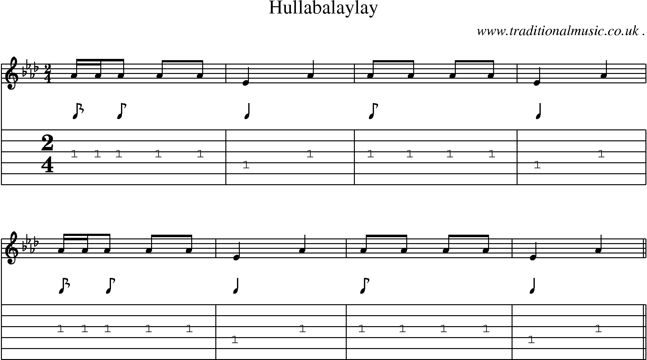 Sheet-Music and Guitar Tabs for Hullabalaylay